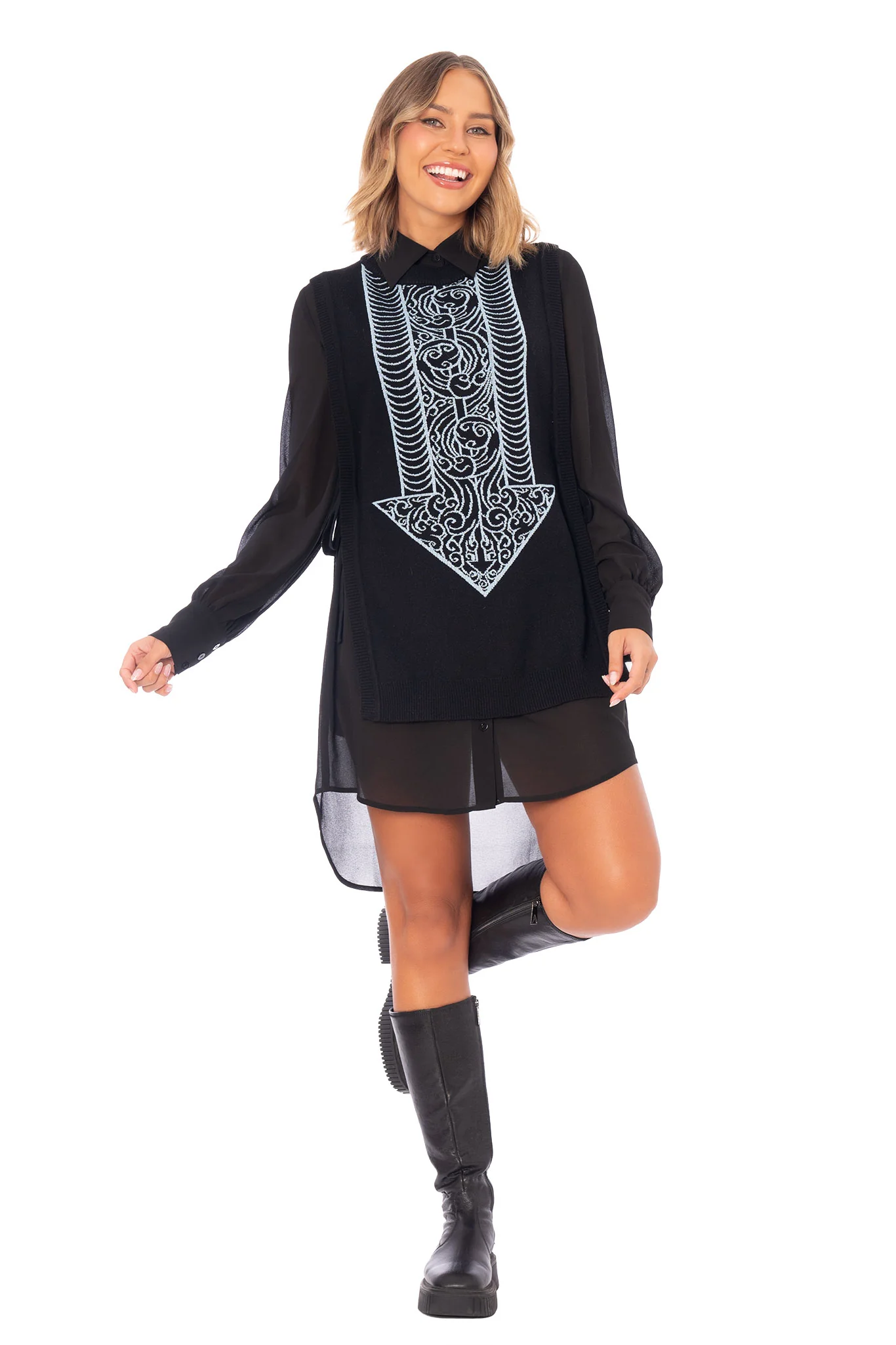 Avatar State Tie Side Oversized Knit Vest - Image 3