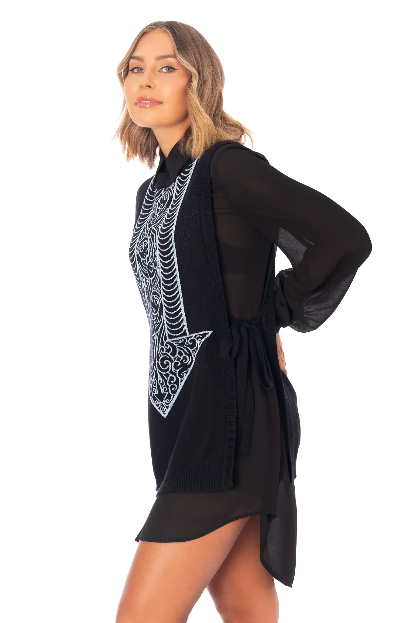 Avatar State Tie Side Oversized Knit Vest - Image 5
