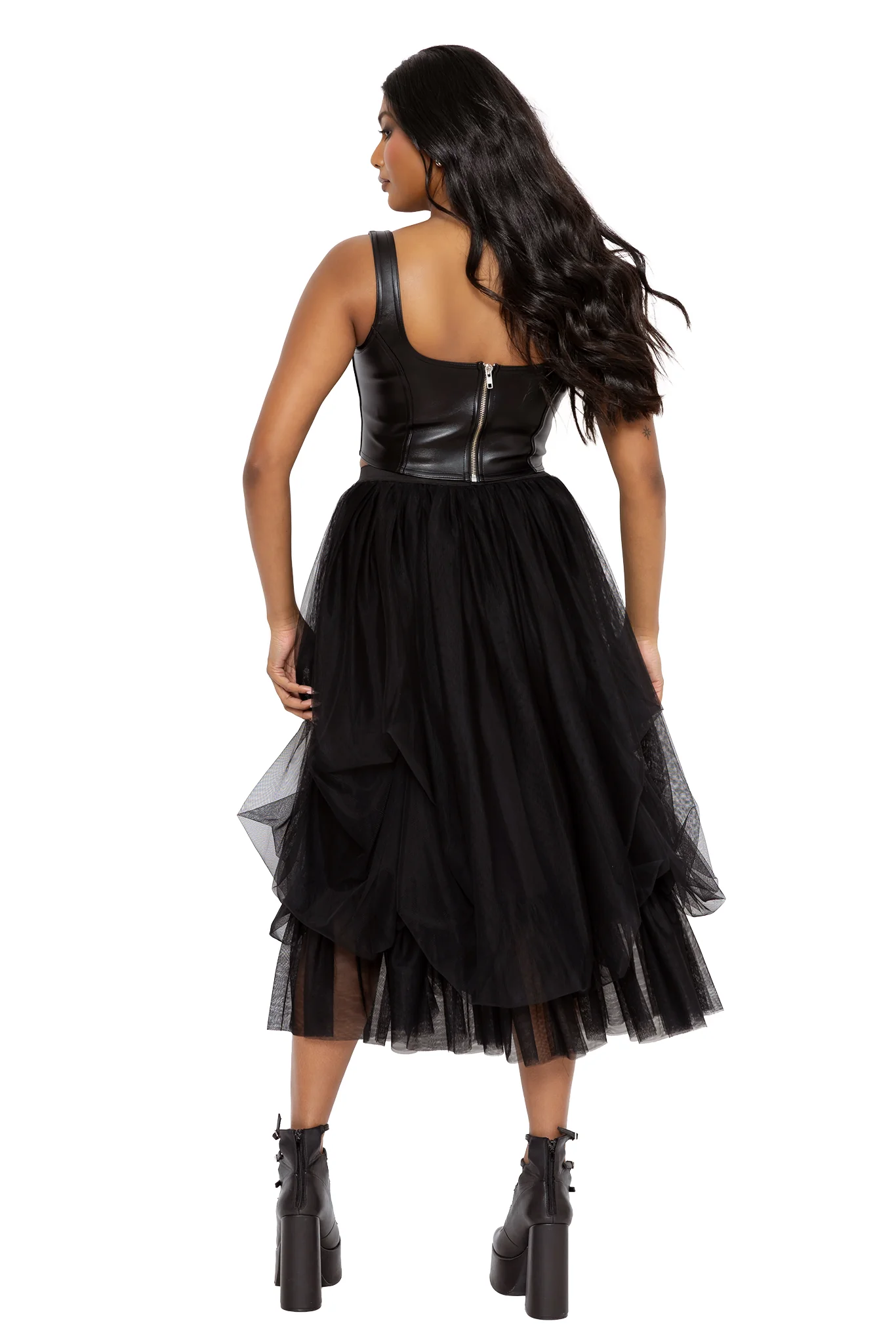 Black Tulle Midi Skirt - Image 3