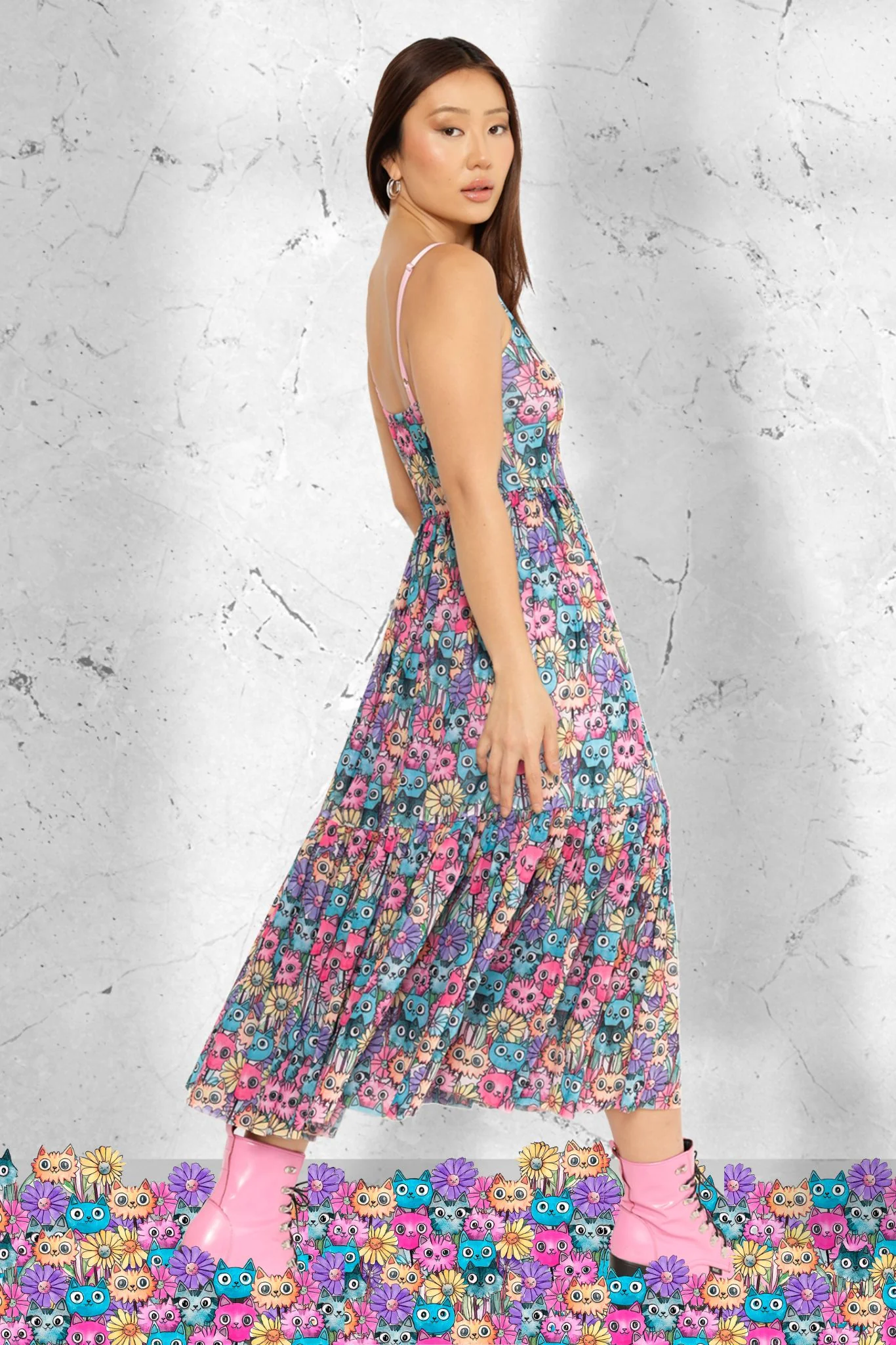 Blossoming Kitties Sheer Midaxi Dress - Image 2