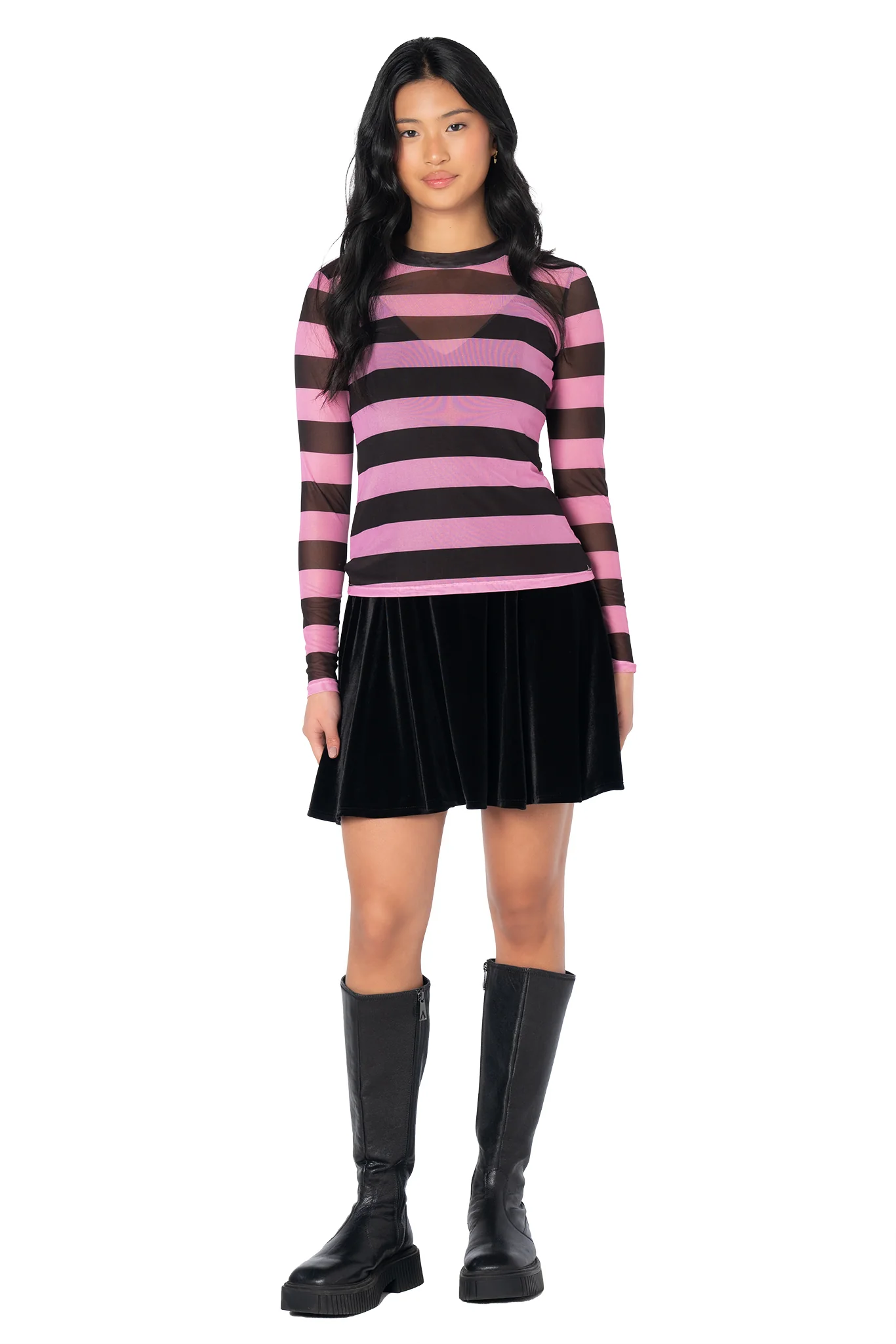 Bubblegum Bandit Sheer High Neck Long Sleeve Top - Image 6
