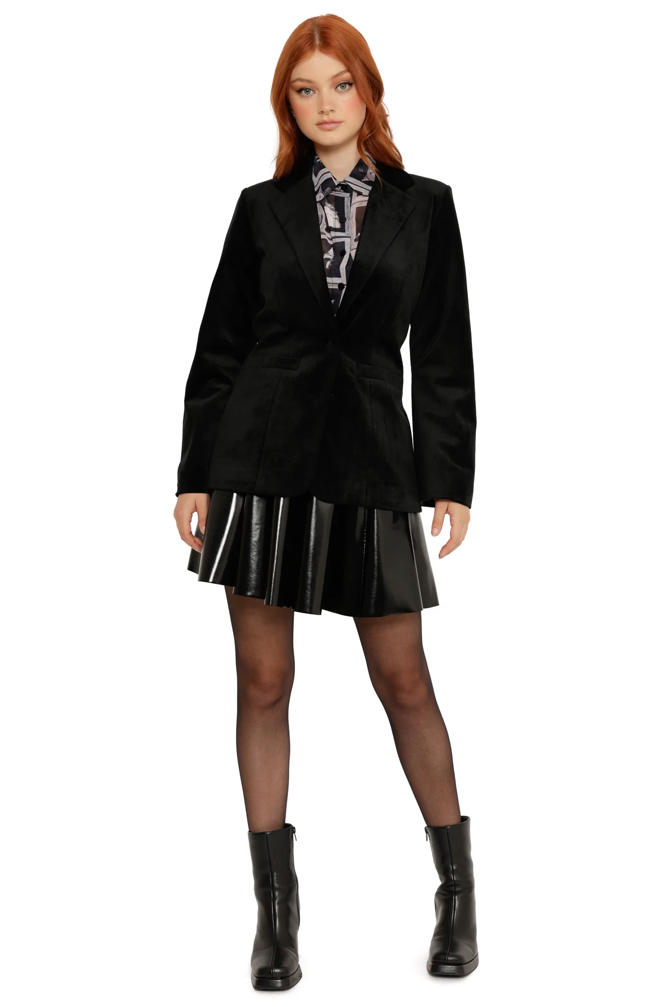 Cat Tales Velvet Wide Sleeve Blazer - Image 3