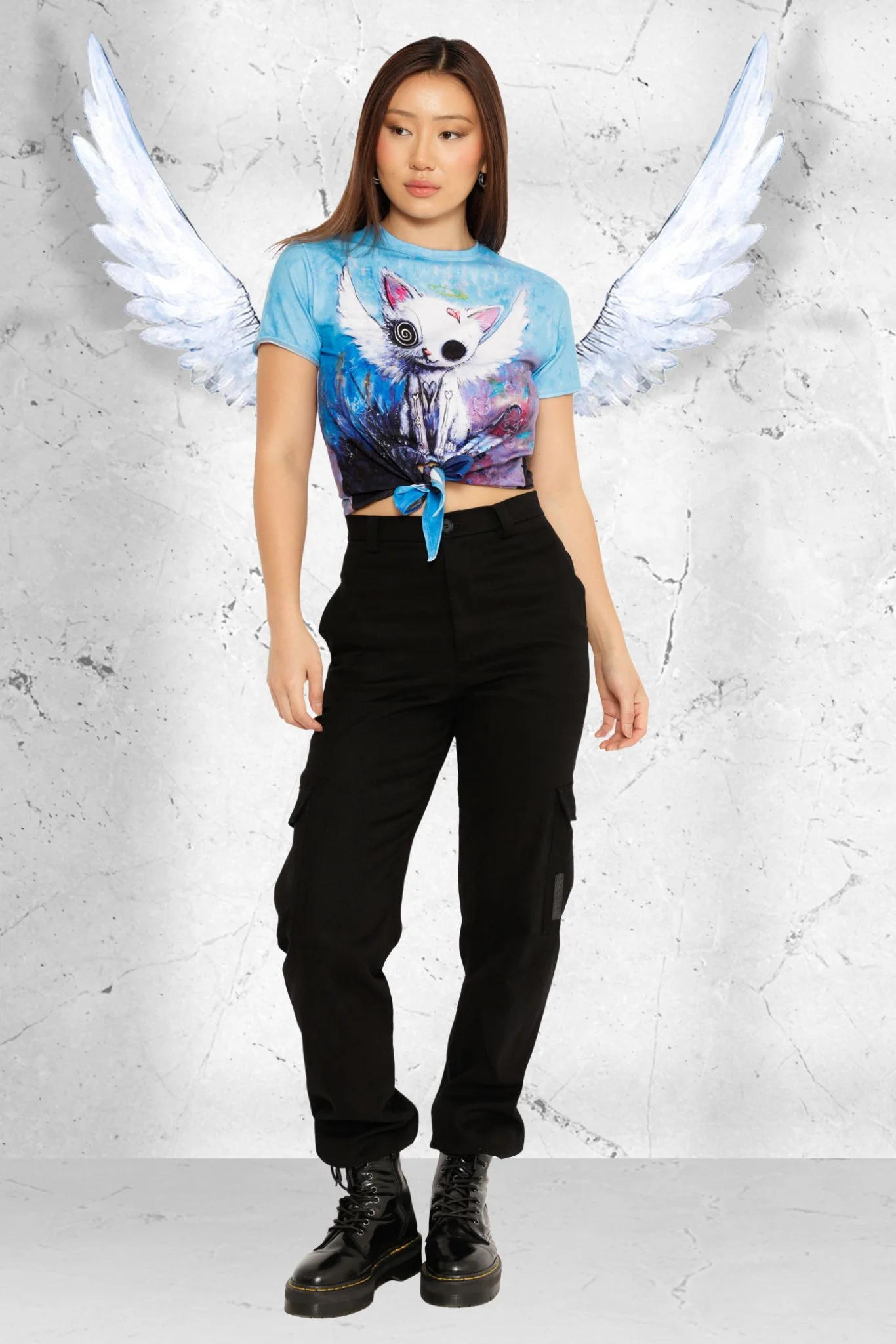 Cats are Angels Tie Front Tee - Image 4