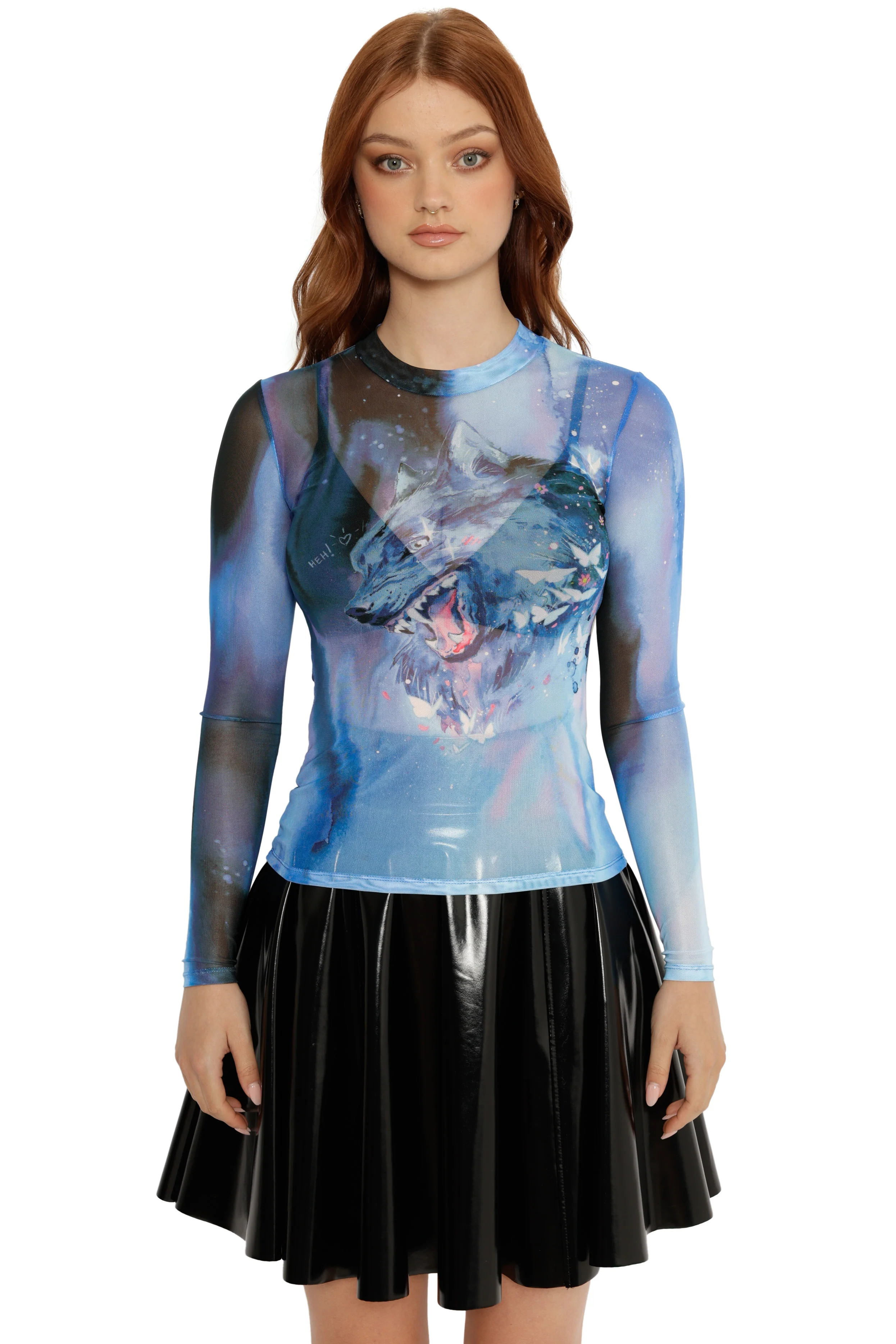 Celestial Beast Sheer High Neck Long Sleeve Top