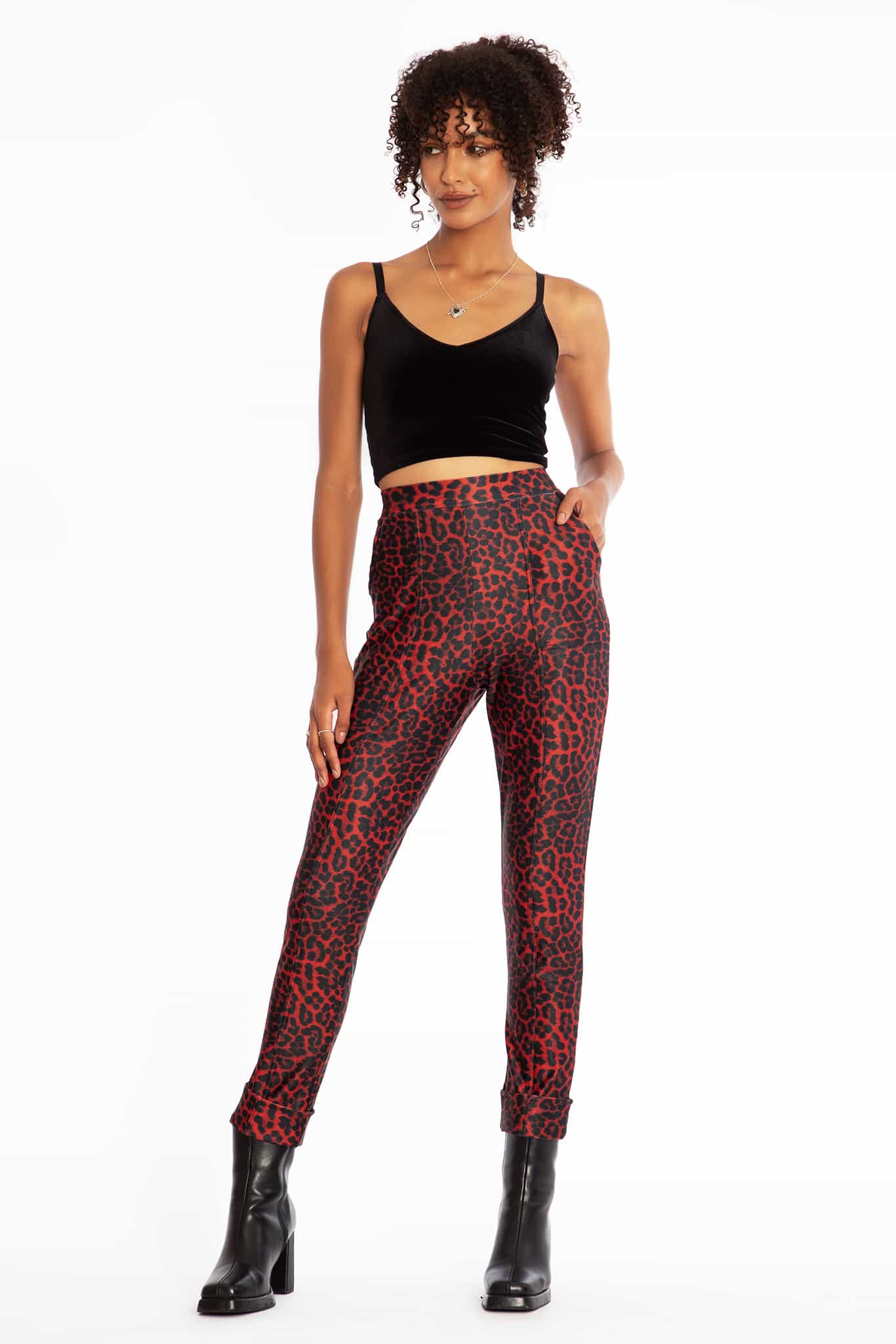 Claws Out Red Matte Cuffed Pants - Image 7