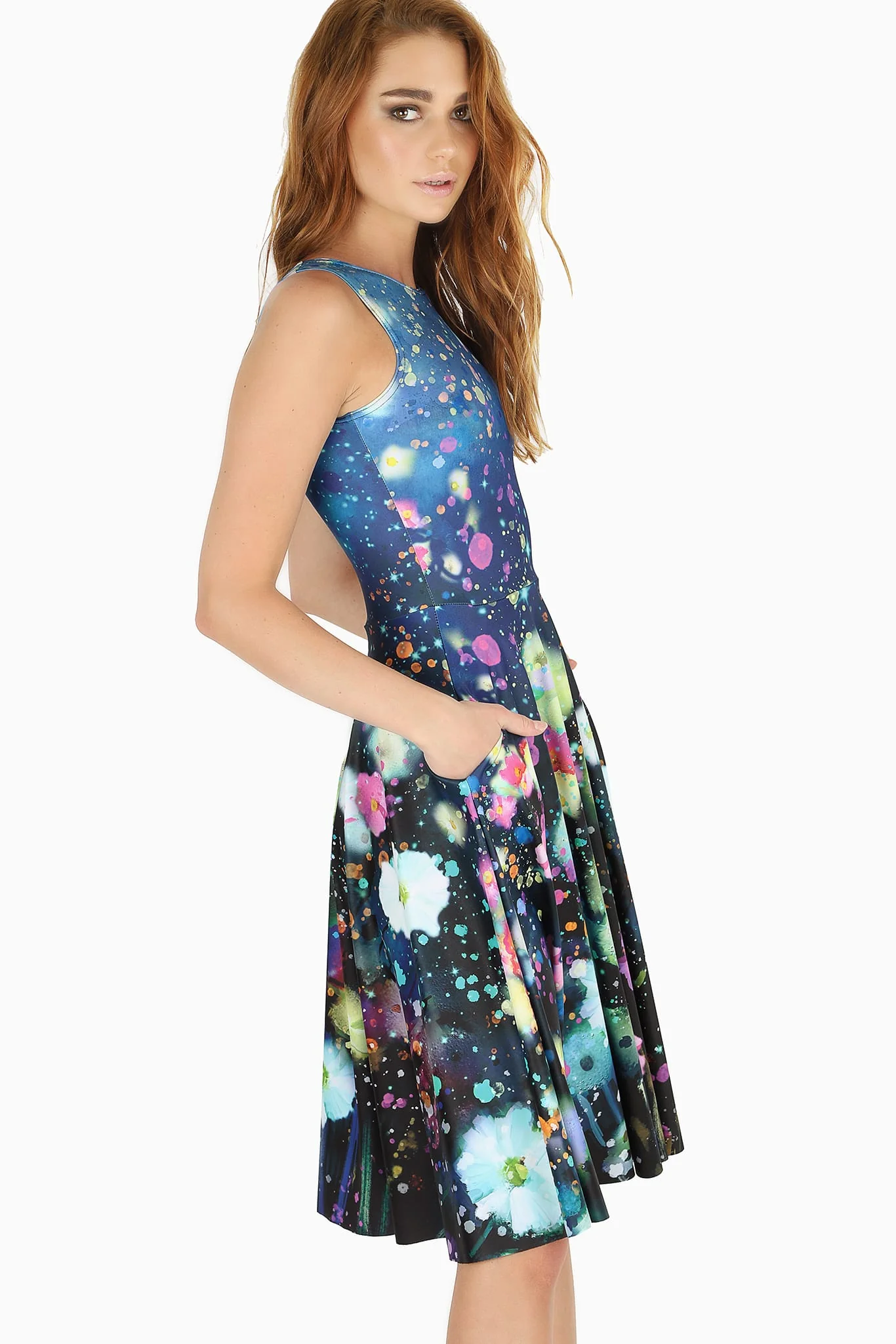 Dreaming In Twilight Water Colours Princess Midi Dress - Image 5
