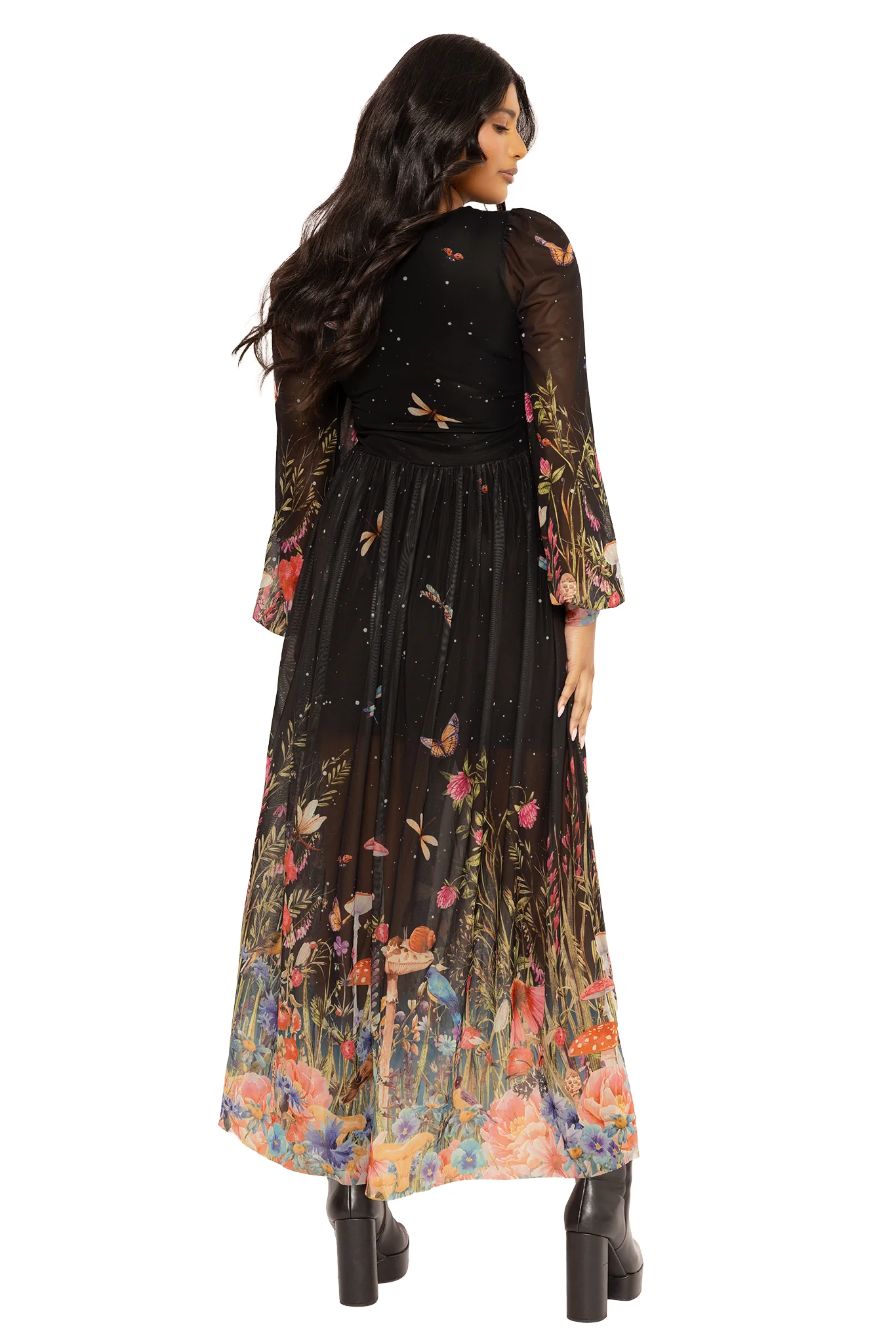 Fairytale Floral Sheer Bishop Maxi Dress - Image 11