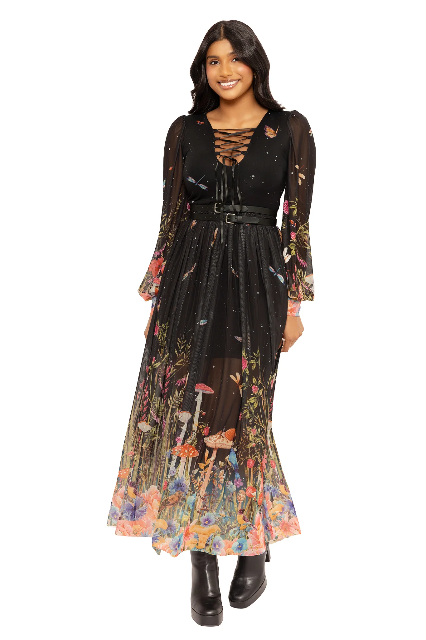 Fairytale Floral Sheer Bishop Maxi Dress - Image 12