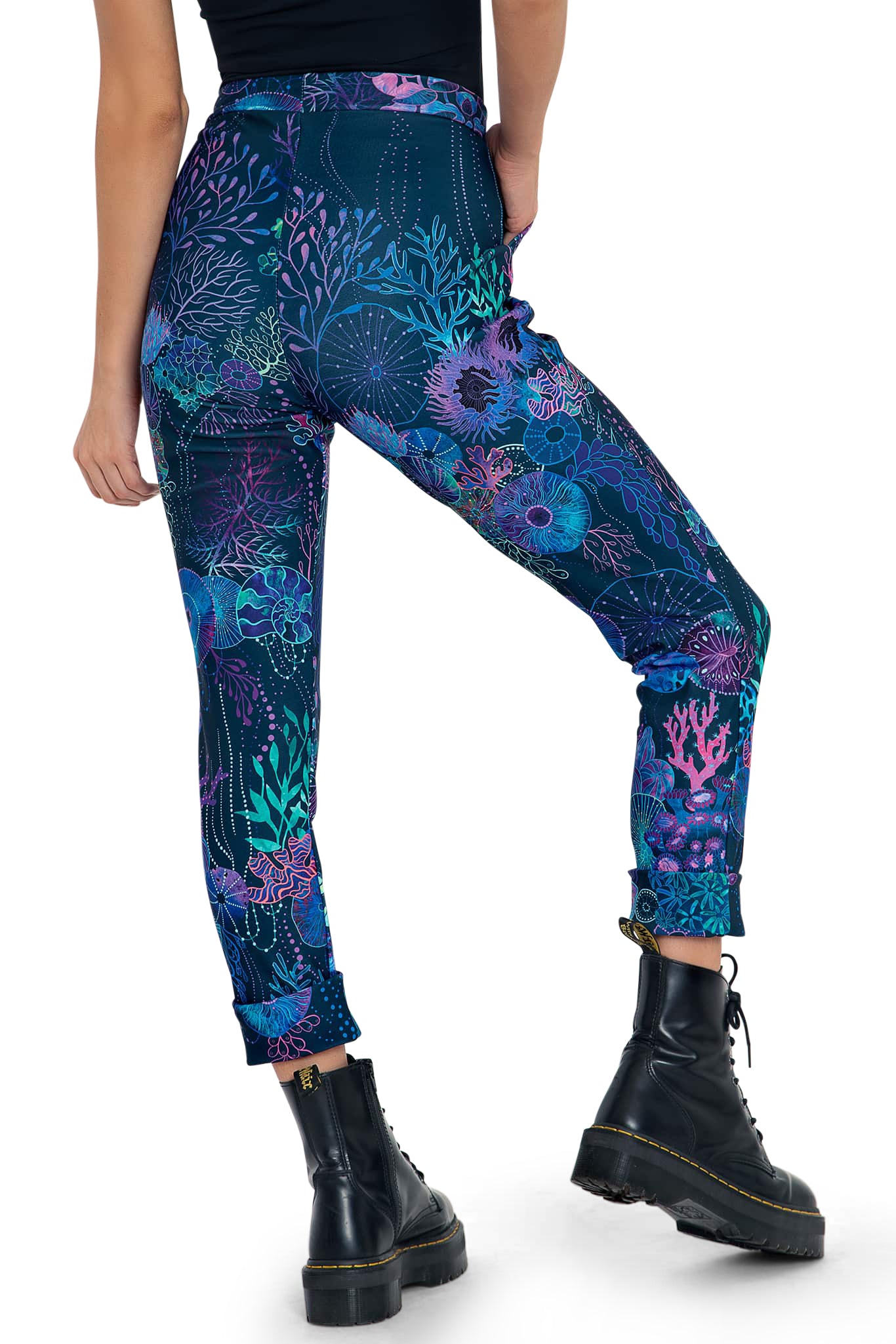 Floral Coral Cuffed Pants - Image 2