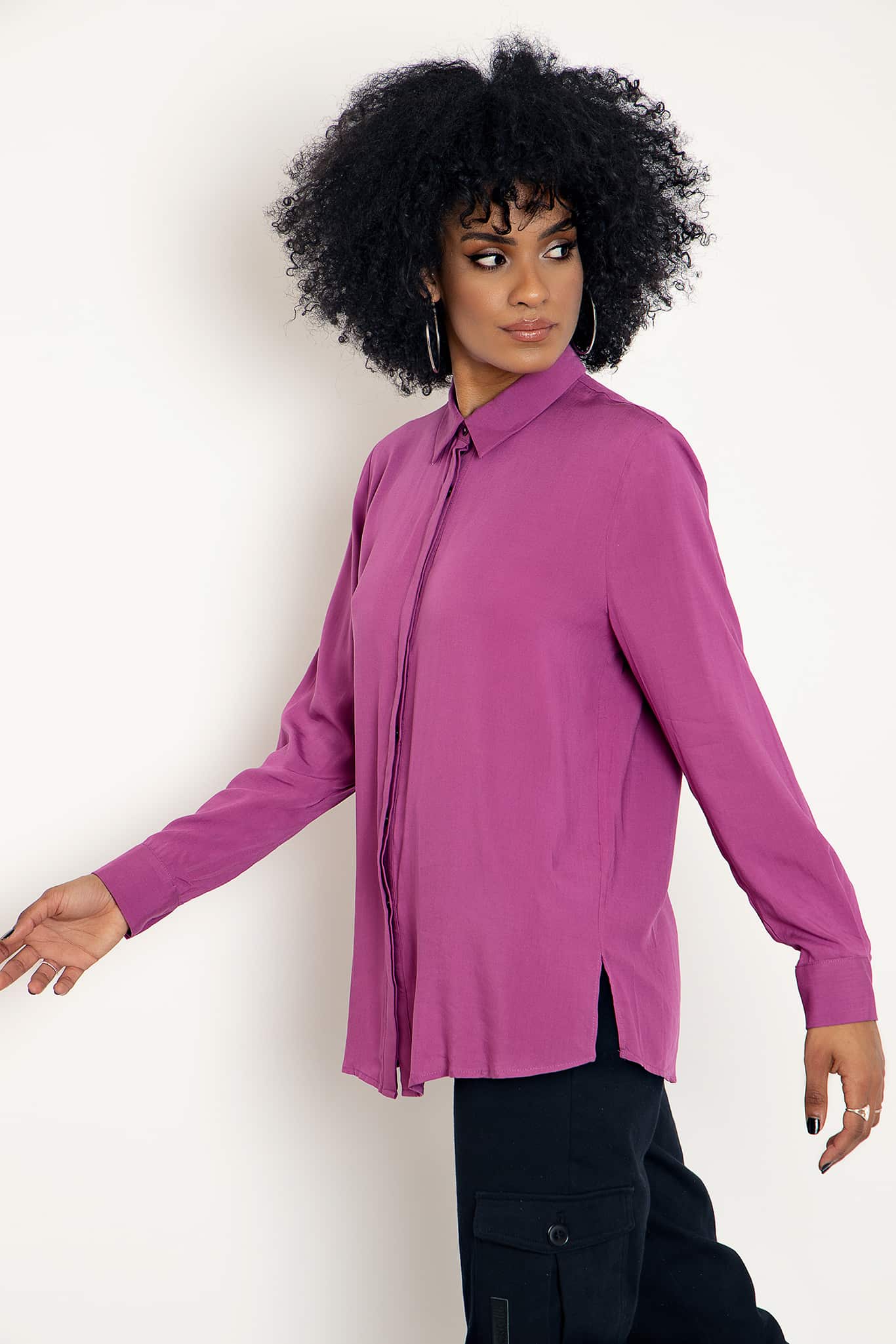 Fuchsia Button Me Up Shirt - Image 2
