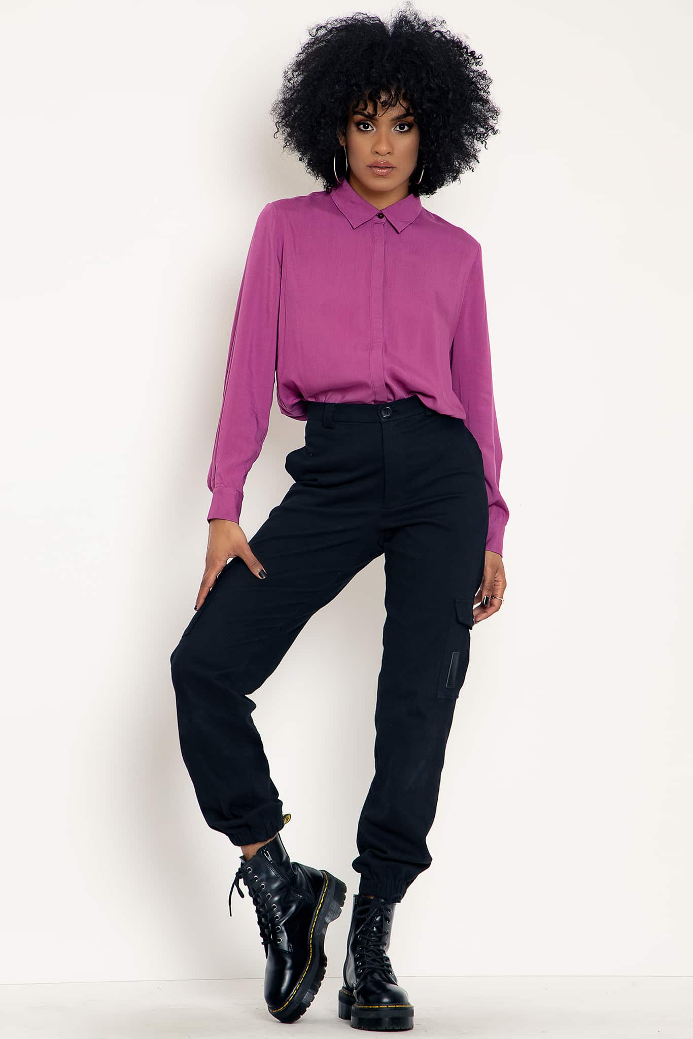 Fuchsia Button Me Up Shirt - Image 5