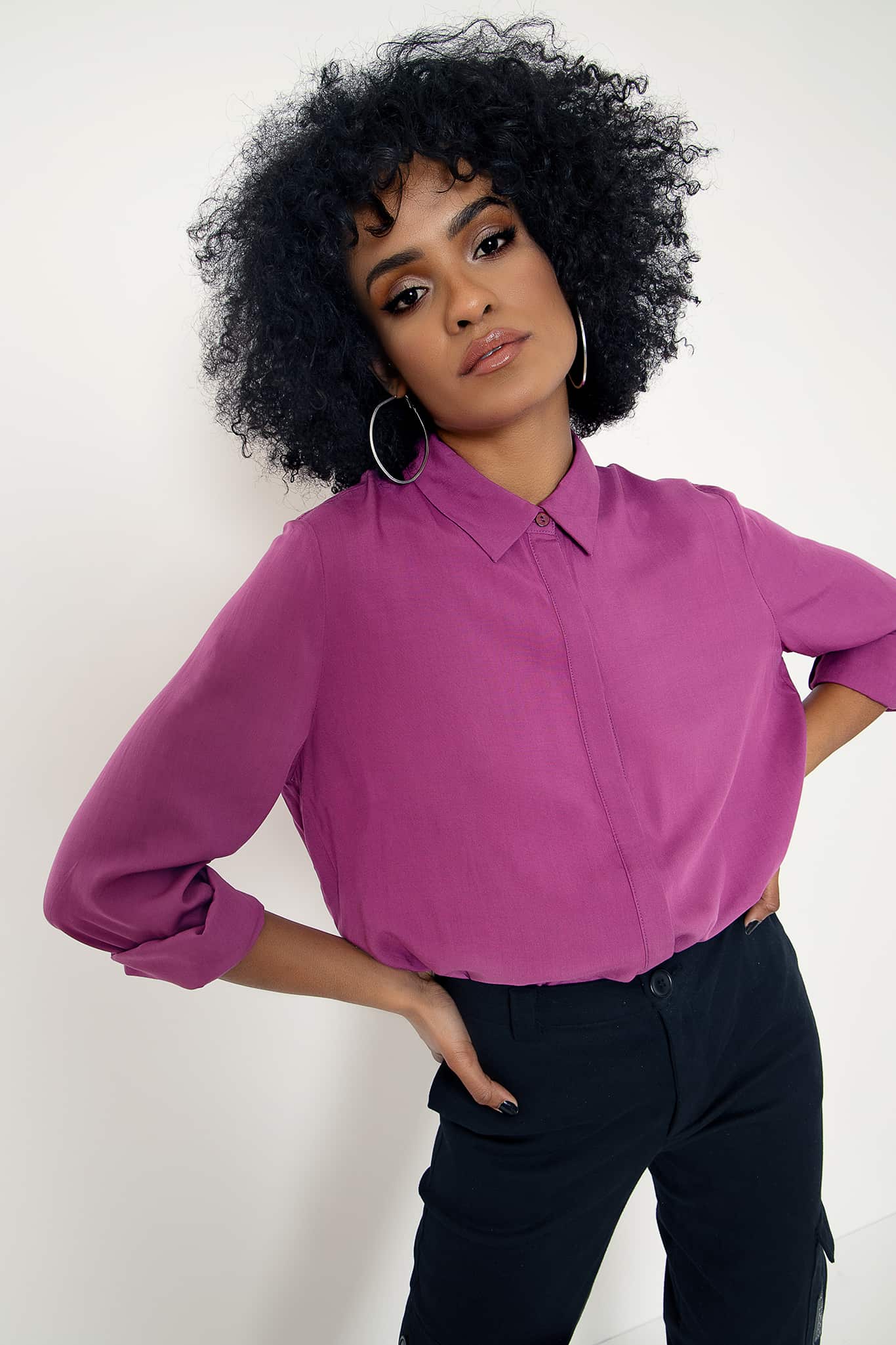 Fuchsia Button Me Up Shirt - Image 6