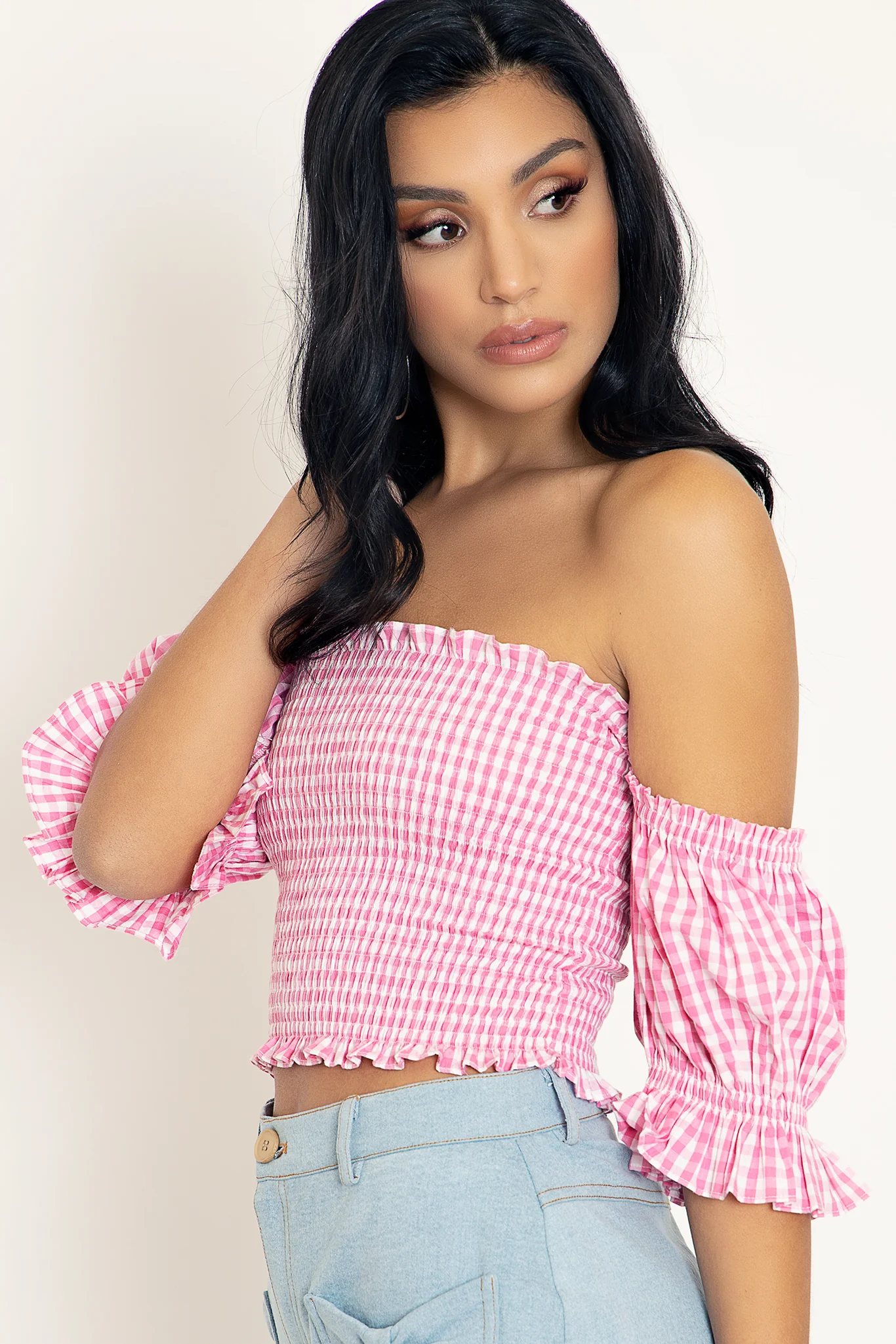 Gingham Pink Spring Fields Top - Image 4