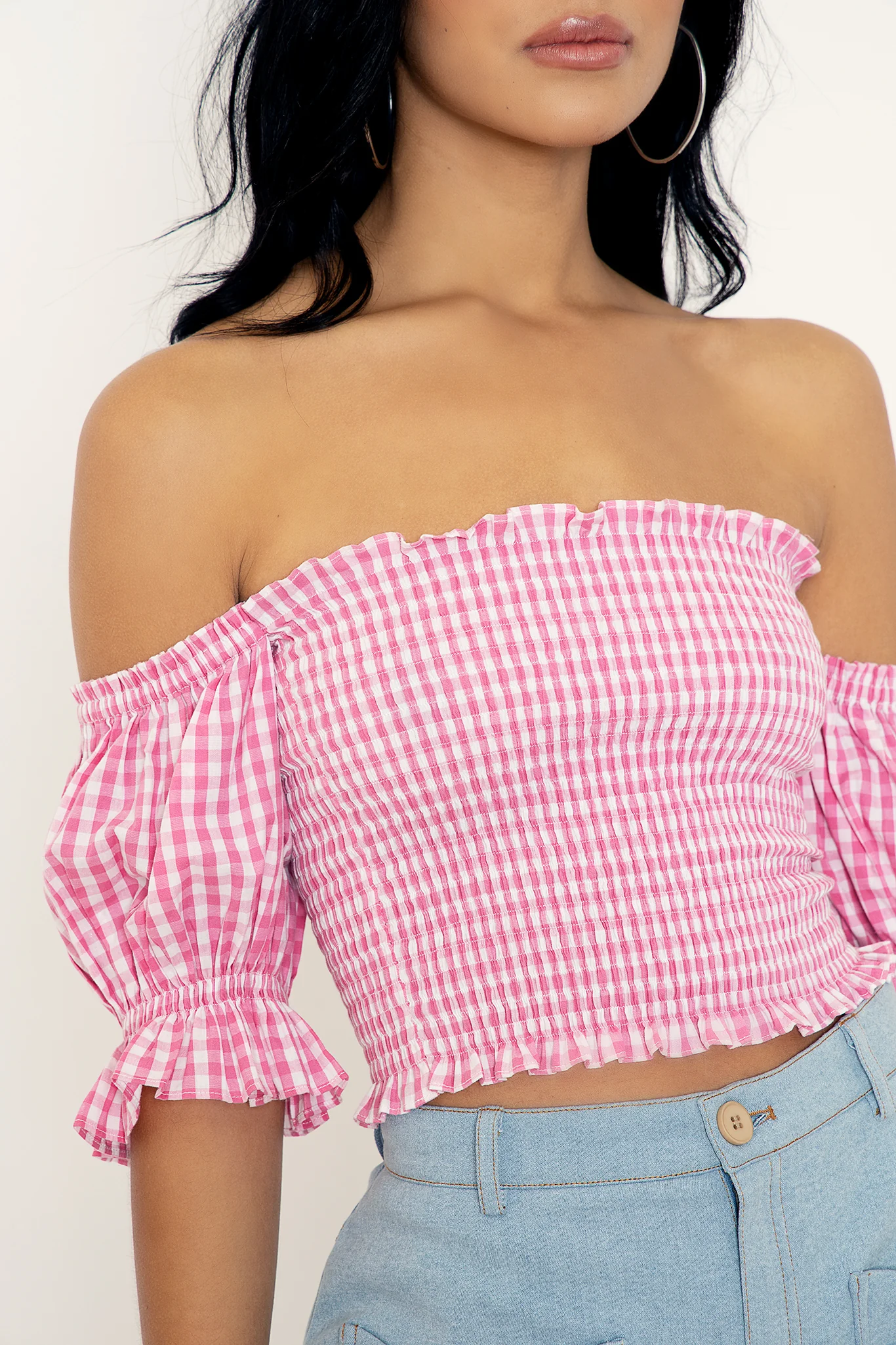 Gingham Pink Spring Fields Top - Image 6
