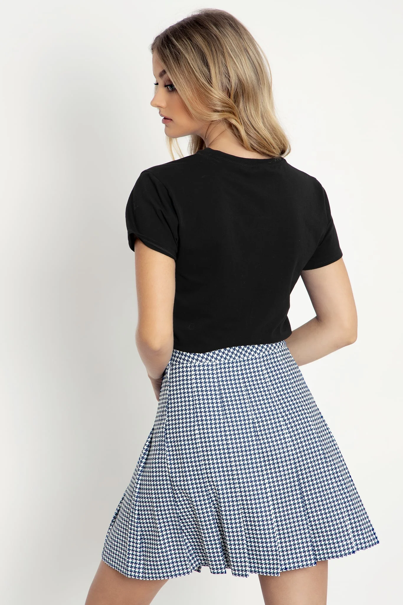 Houndstooth Navy High School Skirt - Image 2