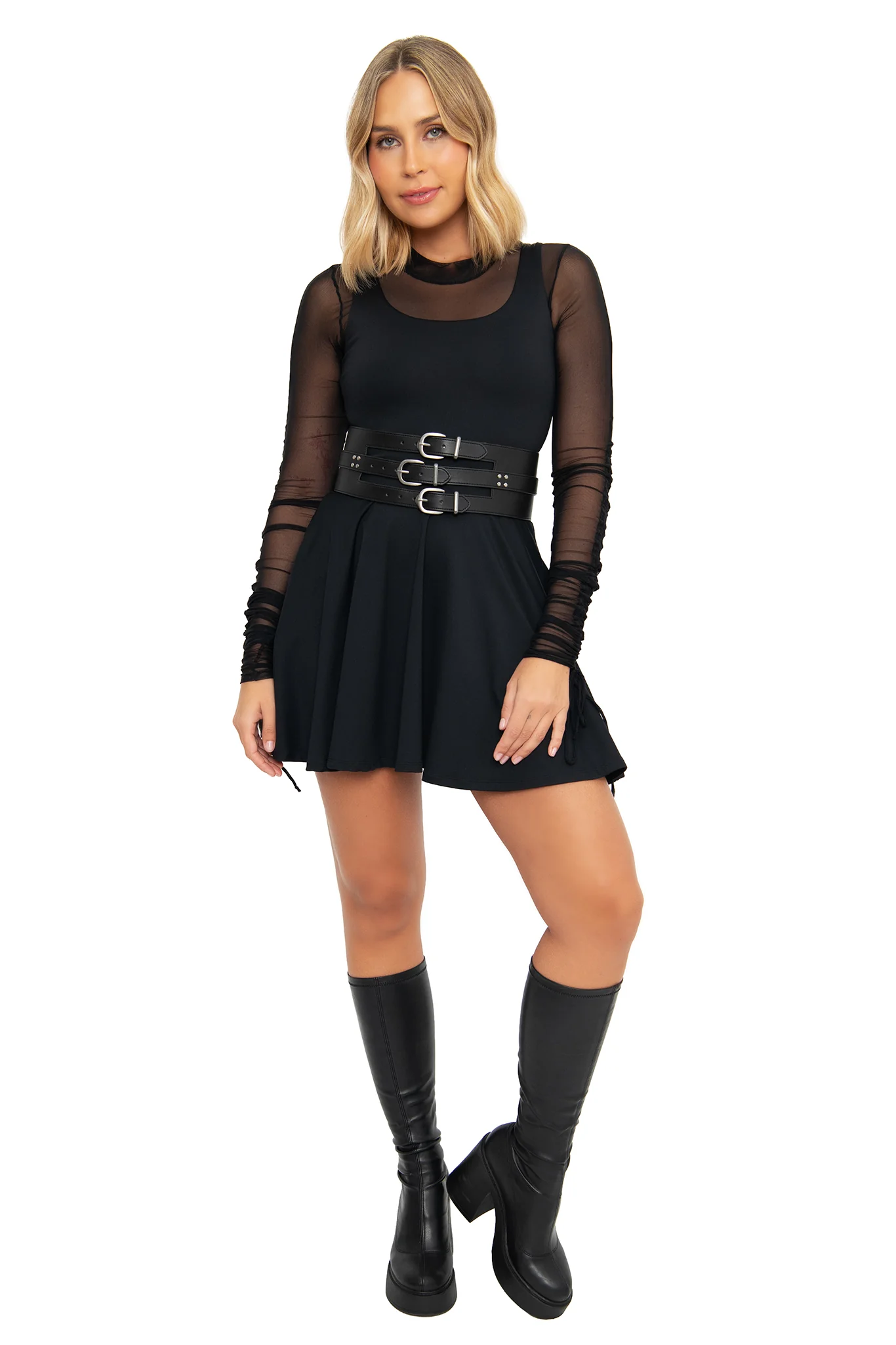 Matte Black Tank Mini Skater Dress - Image 4