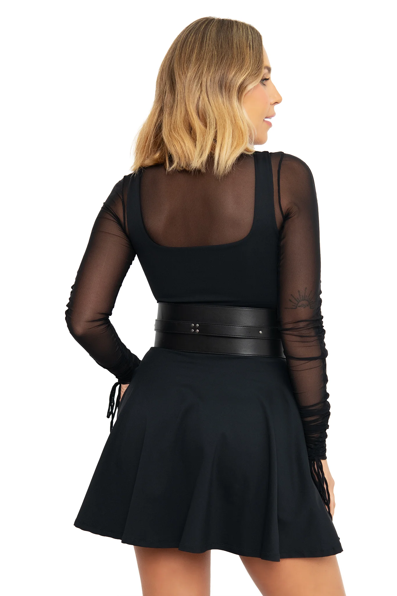 Matte Black Tank Mini Skater Dress - Image 8