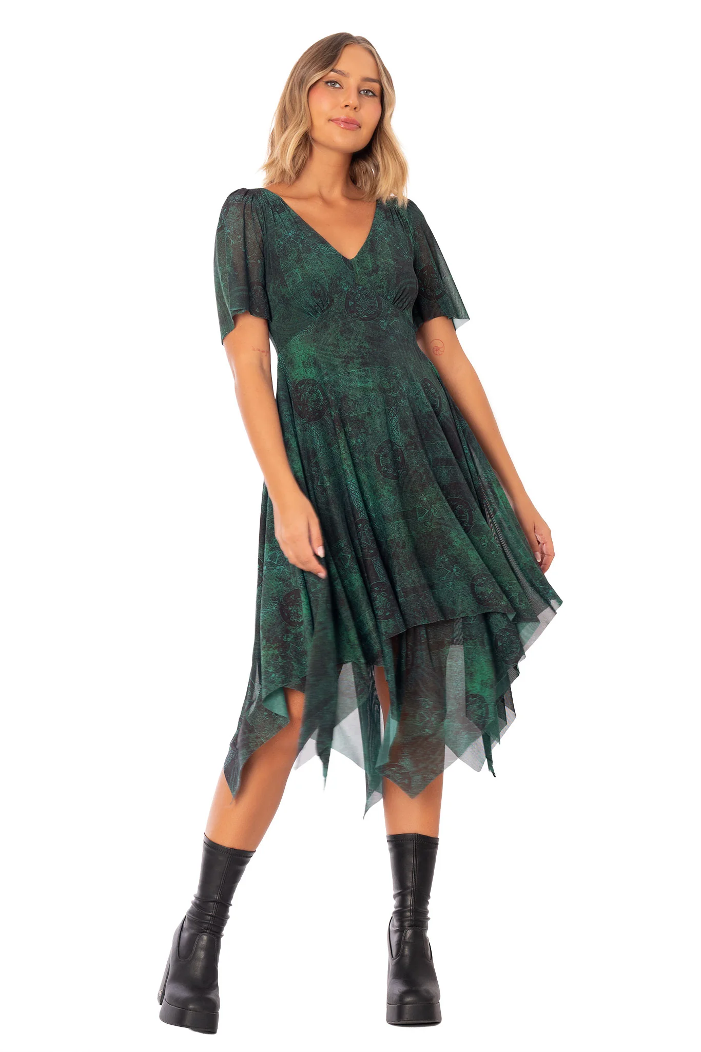 Moss Maiden Handkerchief Short Sleeve Dress - Image 5