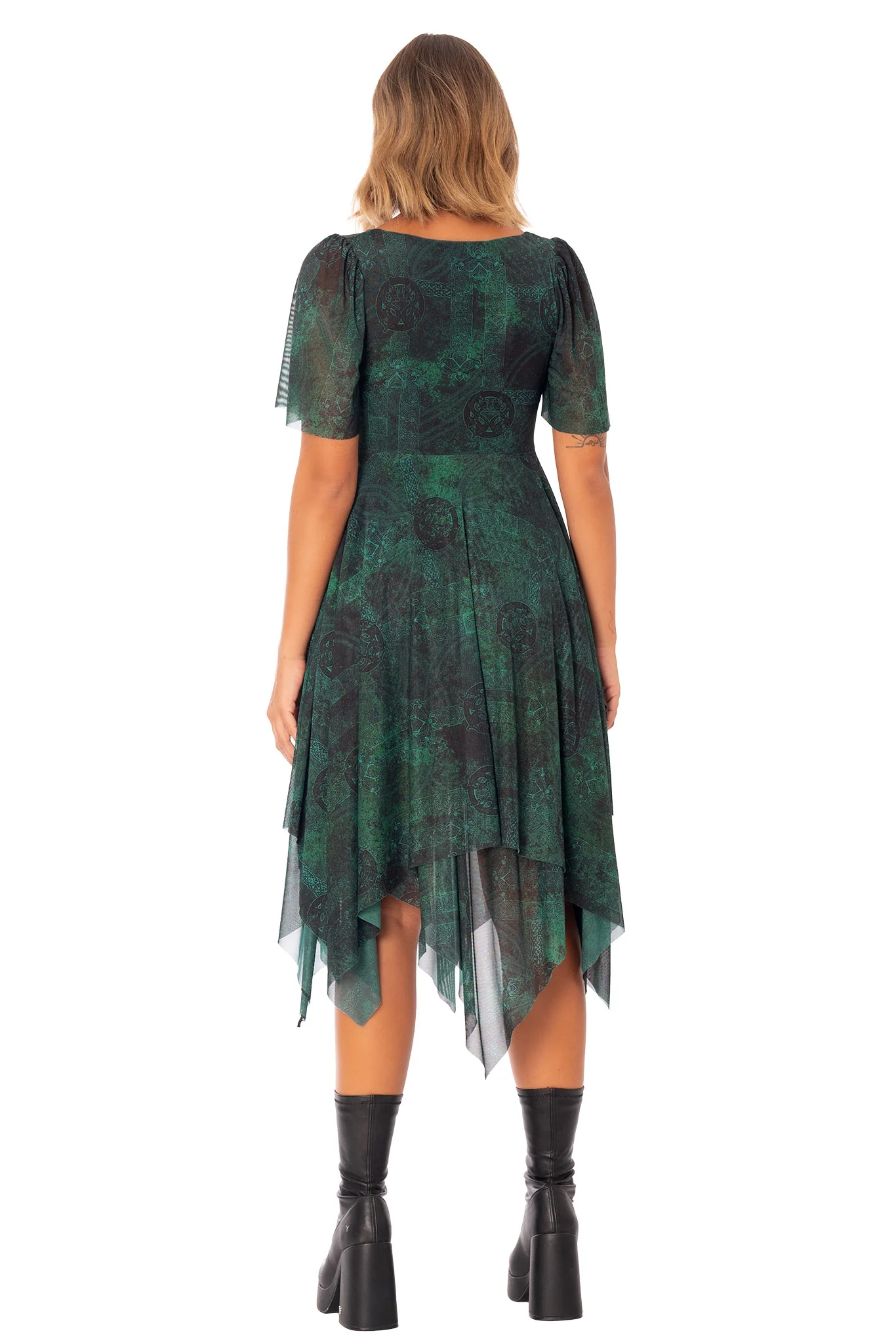 Moss Maiden Handkerchief Short Sleeve Dress - Image 7