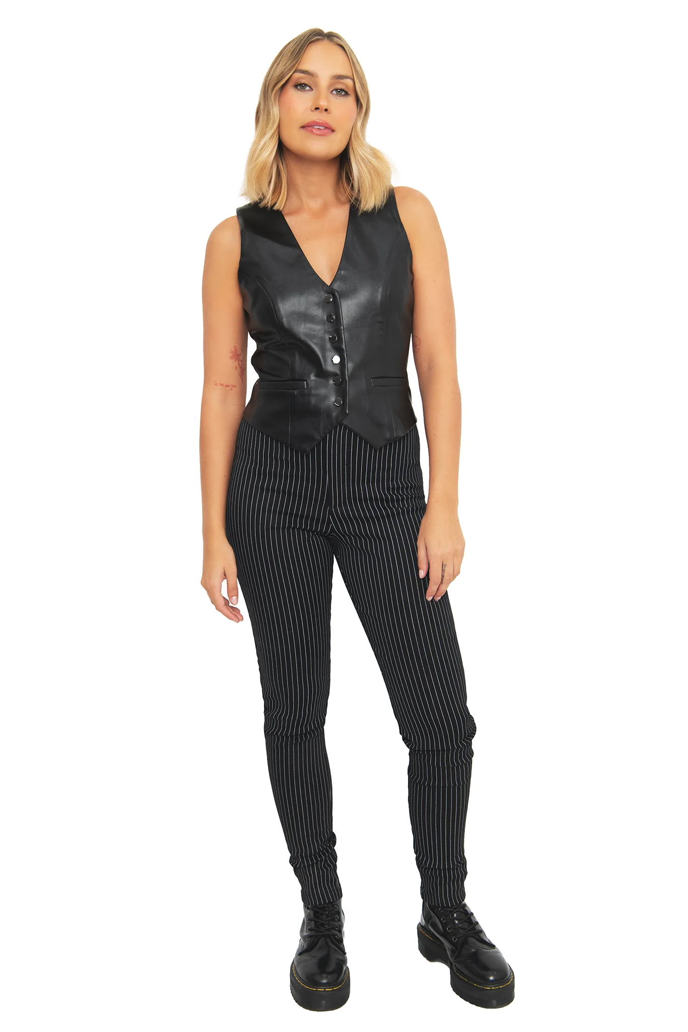 Pinstripe Mono Cigarette Pants - Sample
