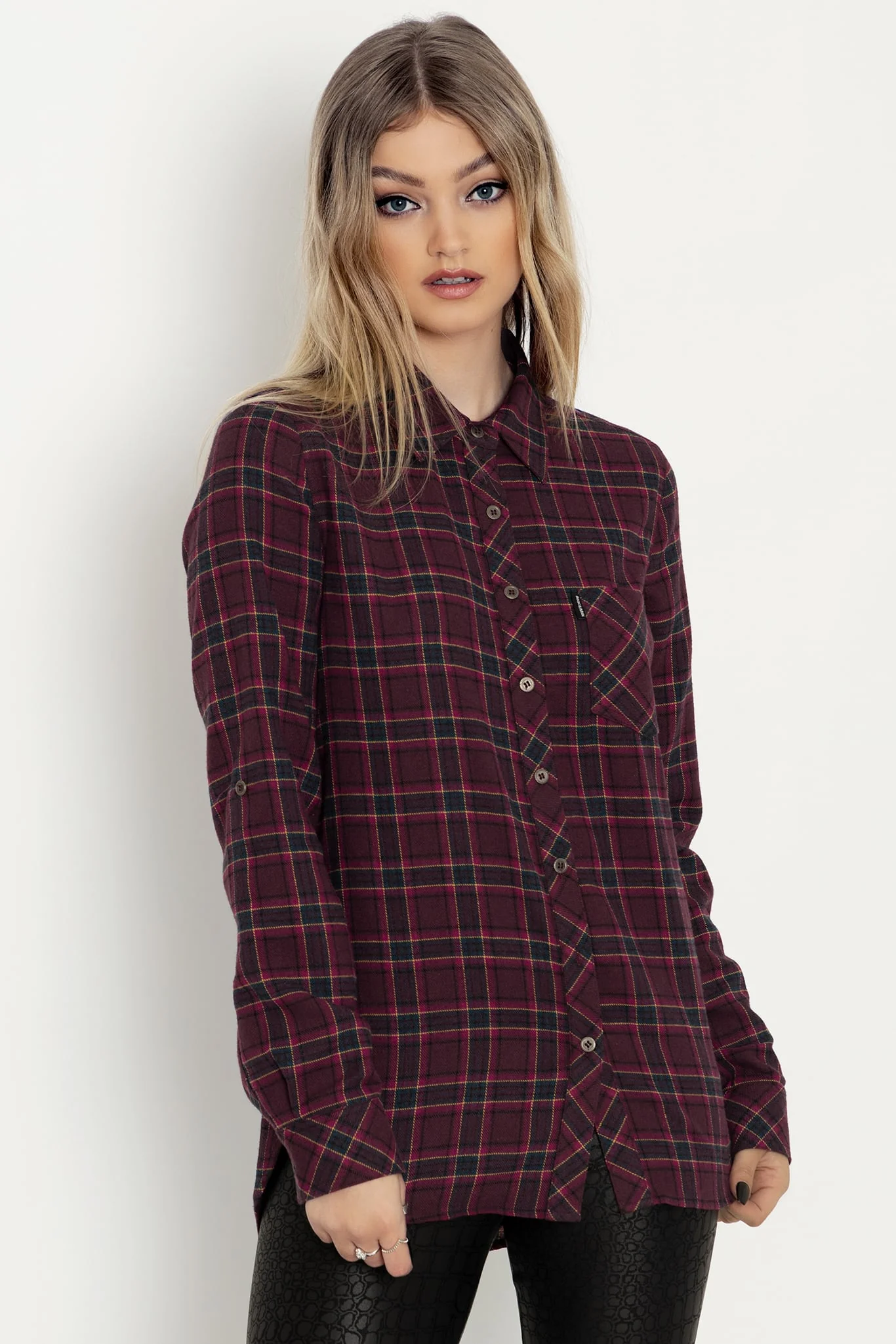 Plaid Mulberry Grunge Shirt - Image 4