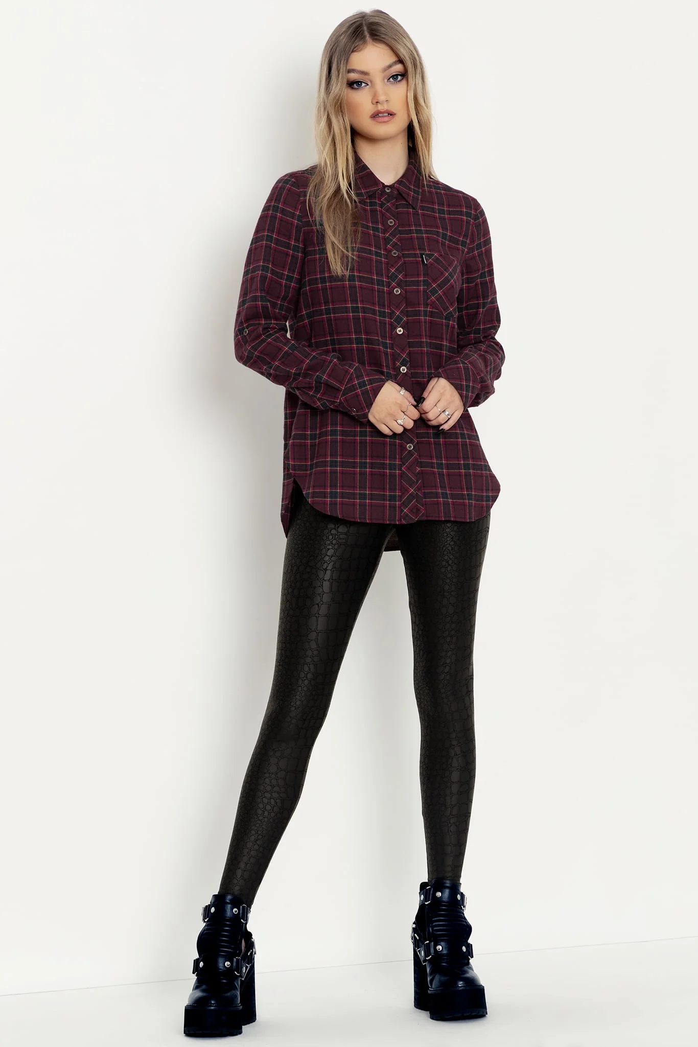 Plaid Mulberry Grunge Shirt - Image 5