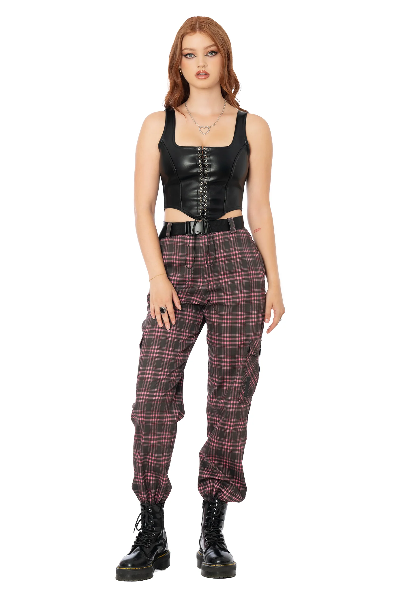 Punk In Pink Tartan Cargo Pants - Image 3