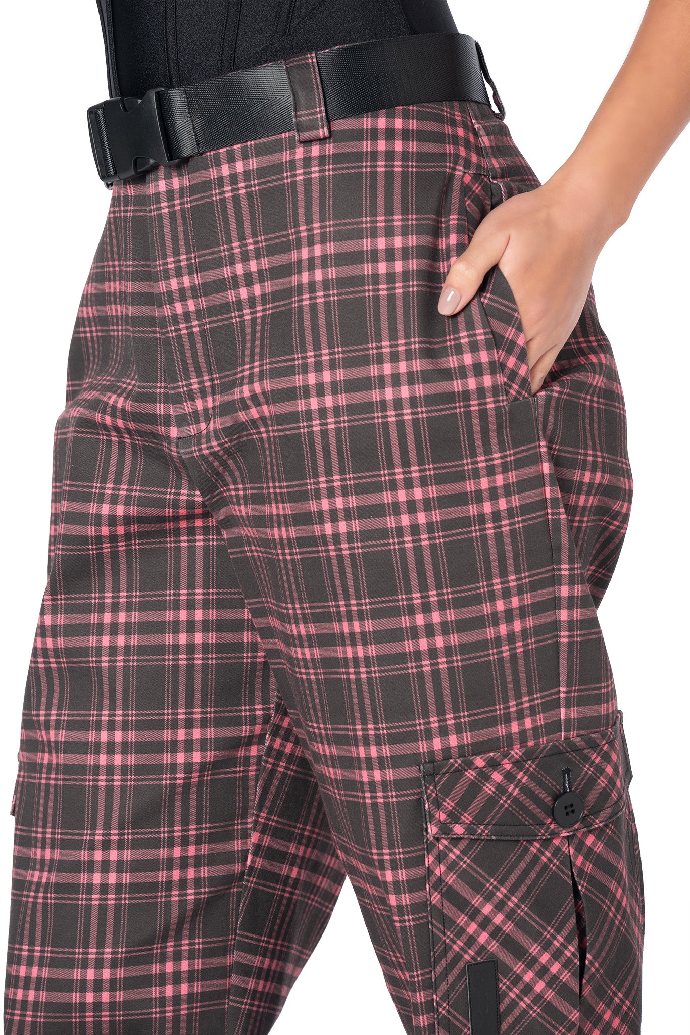Punk In Pink Tartan Cargo Pants - Image 6