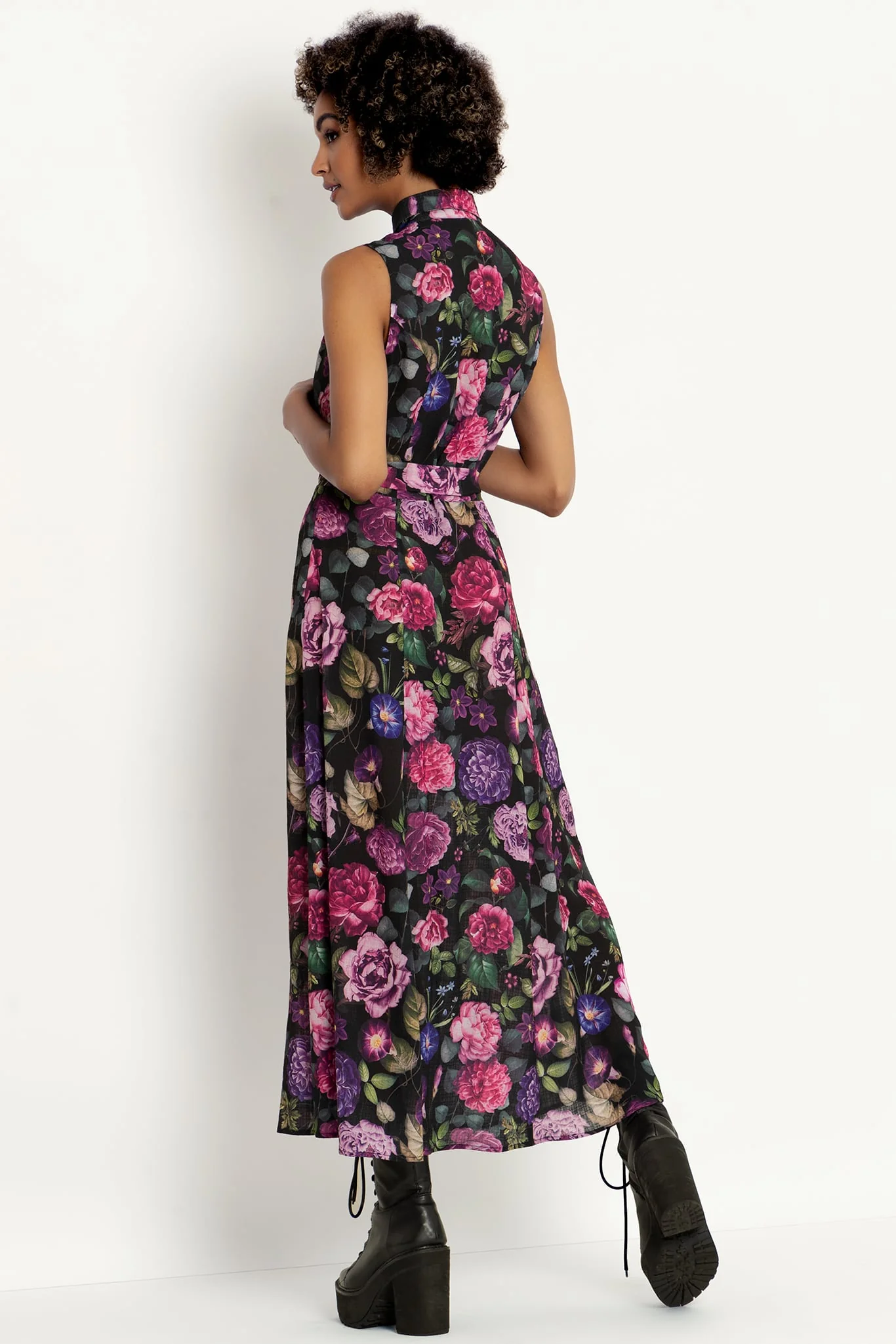 Purple Garden Maxi Shirt Dress - Image 2