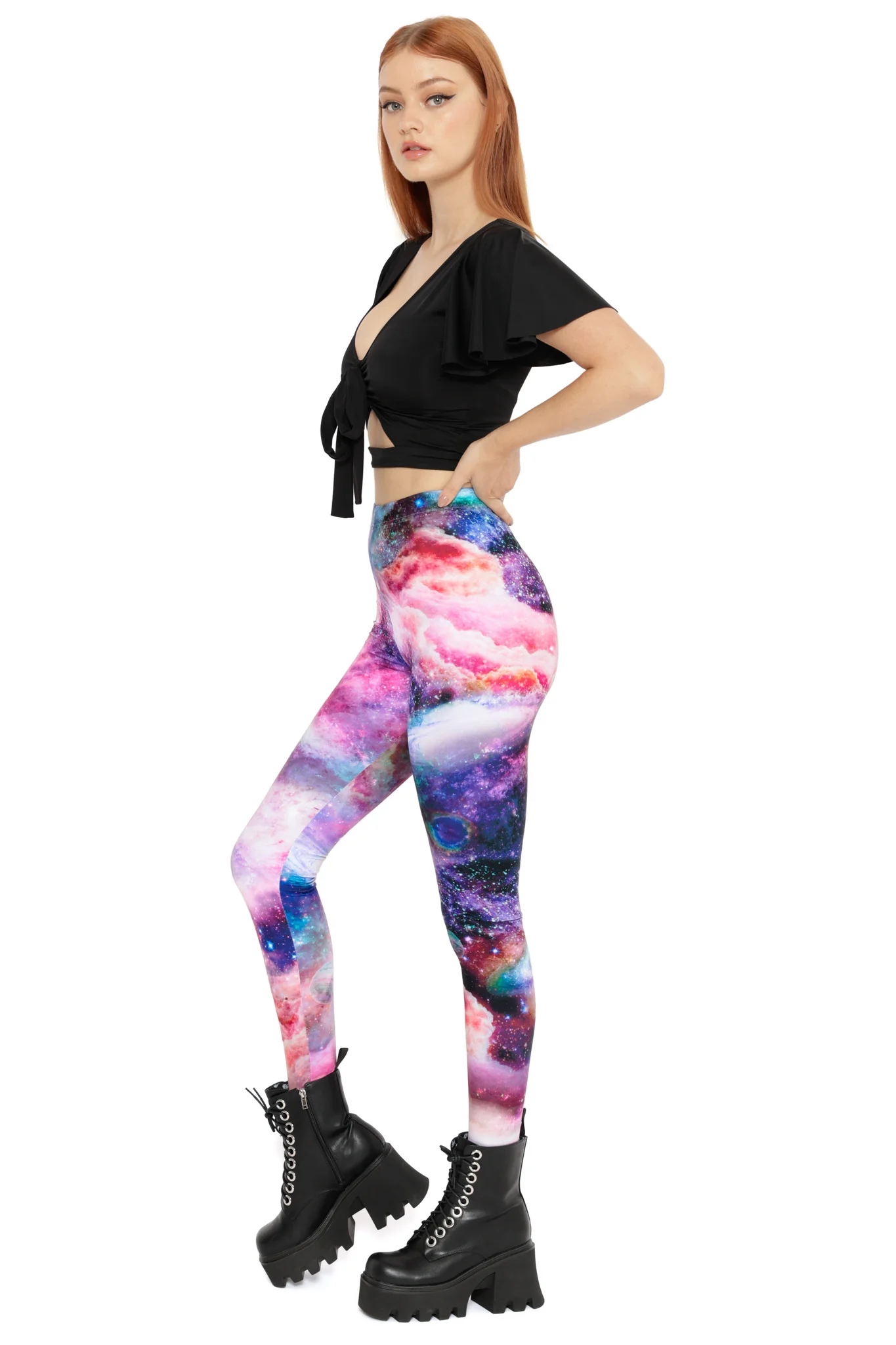 Rainbow Nebula High Waisted Matte Finish Leggings