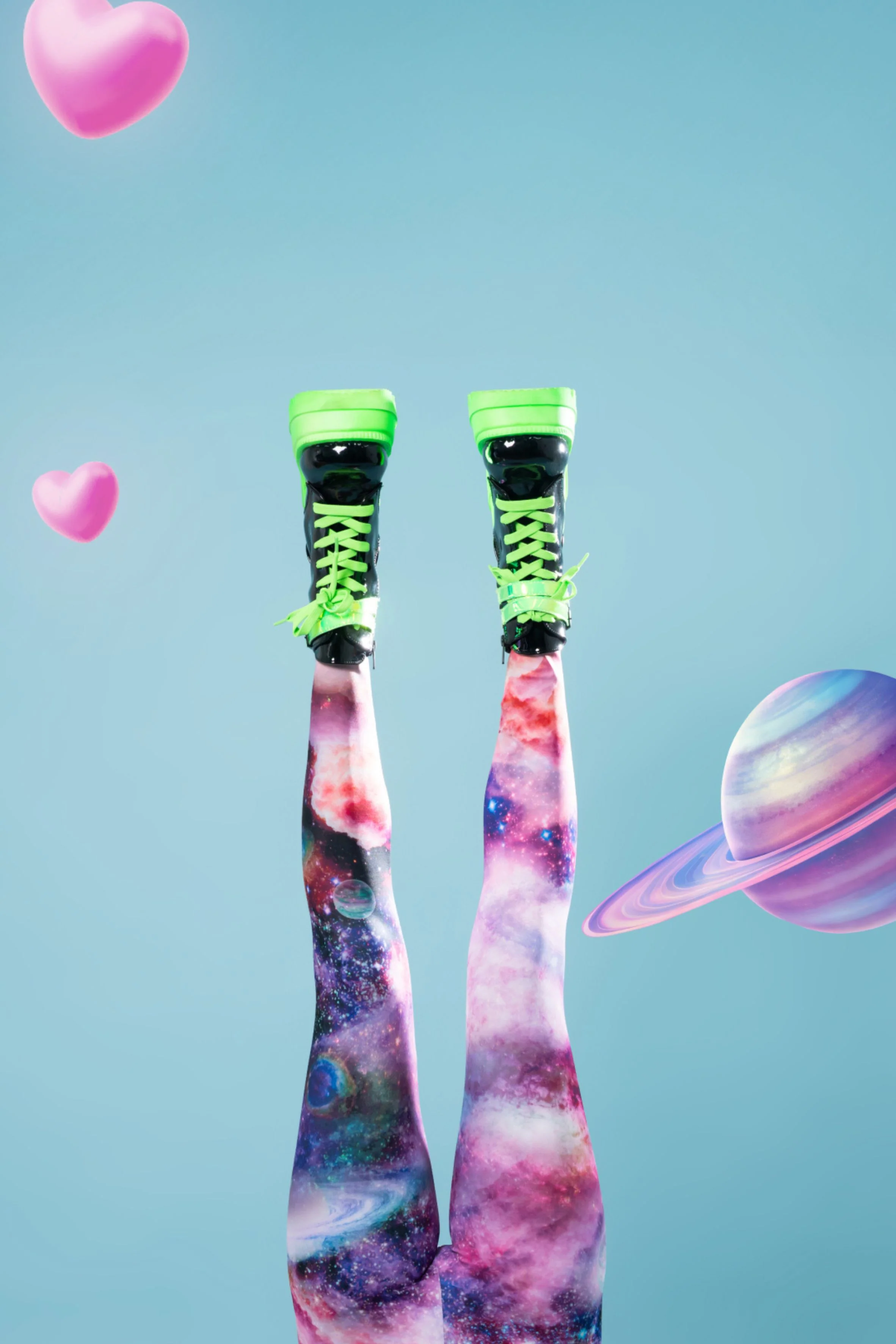 Rainbow Nebula High Waisted Matte Finish Leggings - Image 2