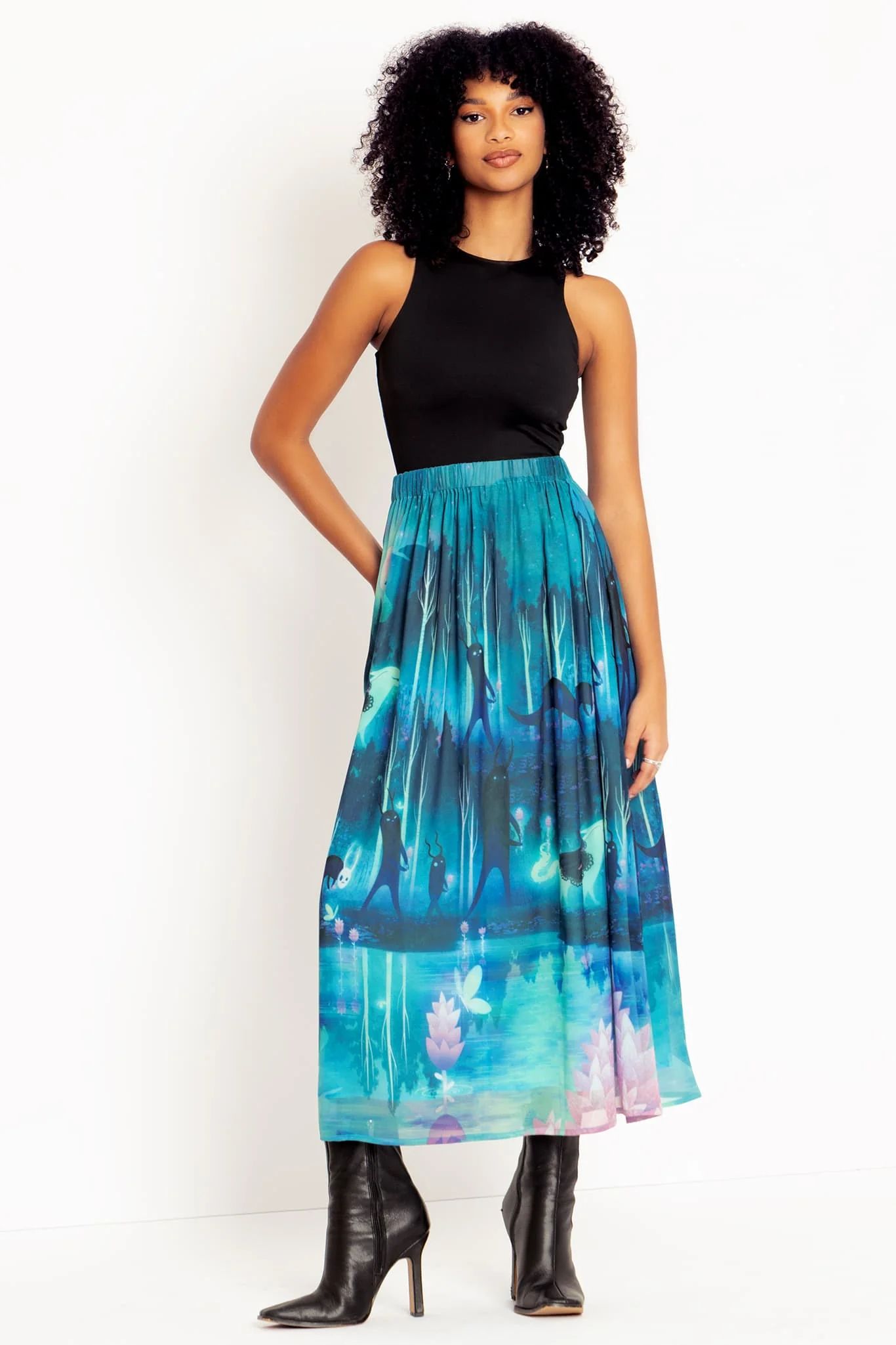 Reflecting Pool Gathered Maxi Skirt