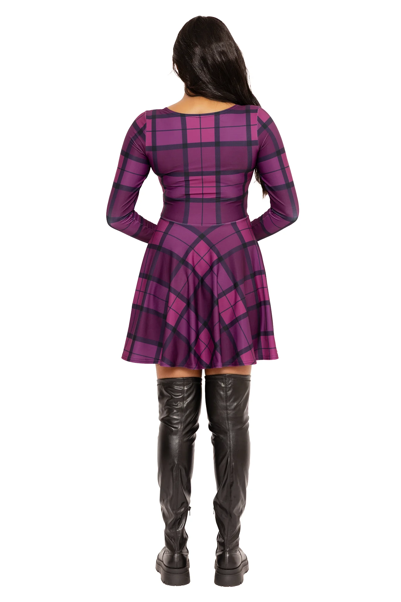 Tartan Fuchsia Toastie Long Sleeve Skater Dress - Image 3