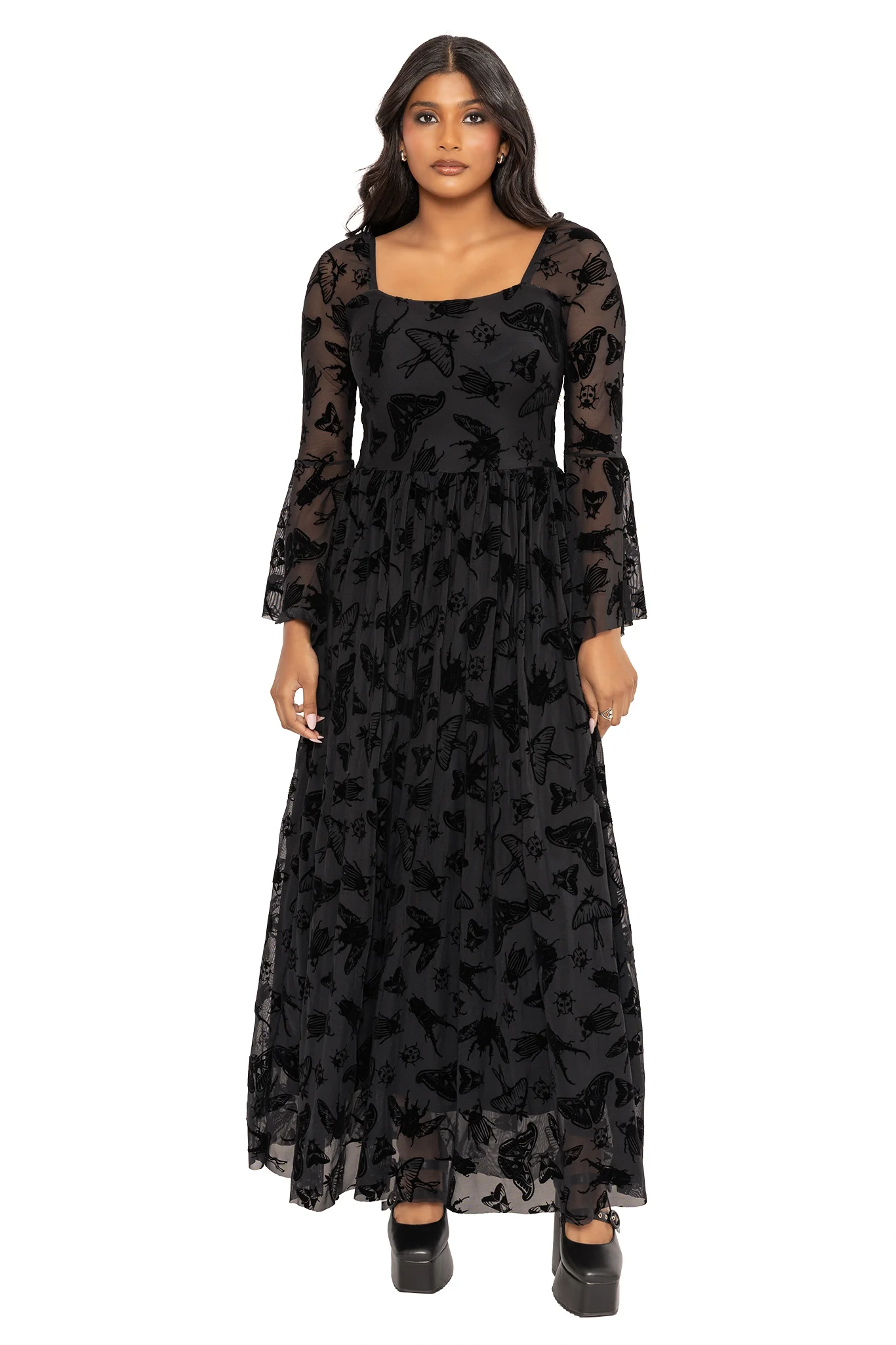 The Swarm Squared Up Flare Sleeve Maxi Dress - Image 10