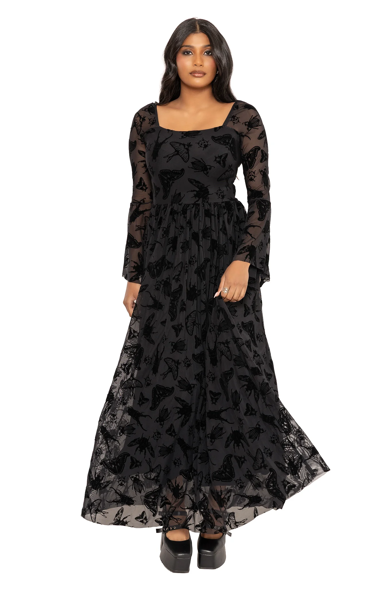 The Swarm Squared Up Flare Sleeve Maxi Dress - Image 8