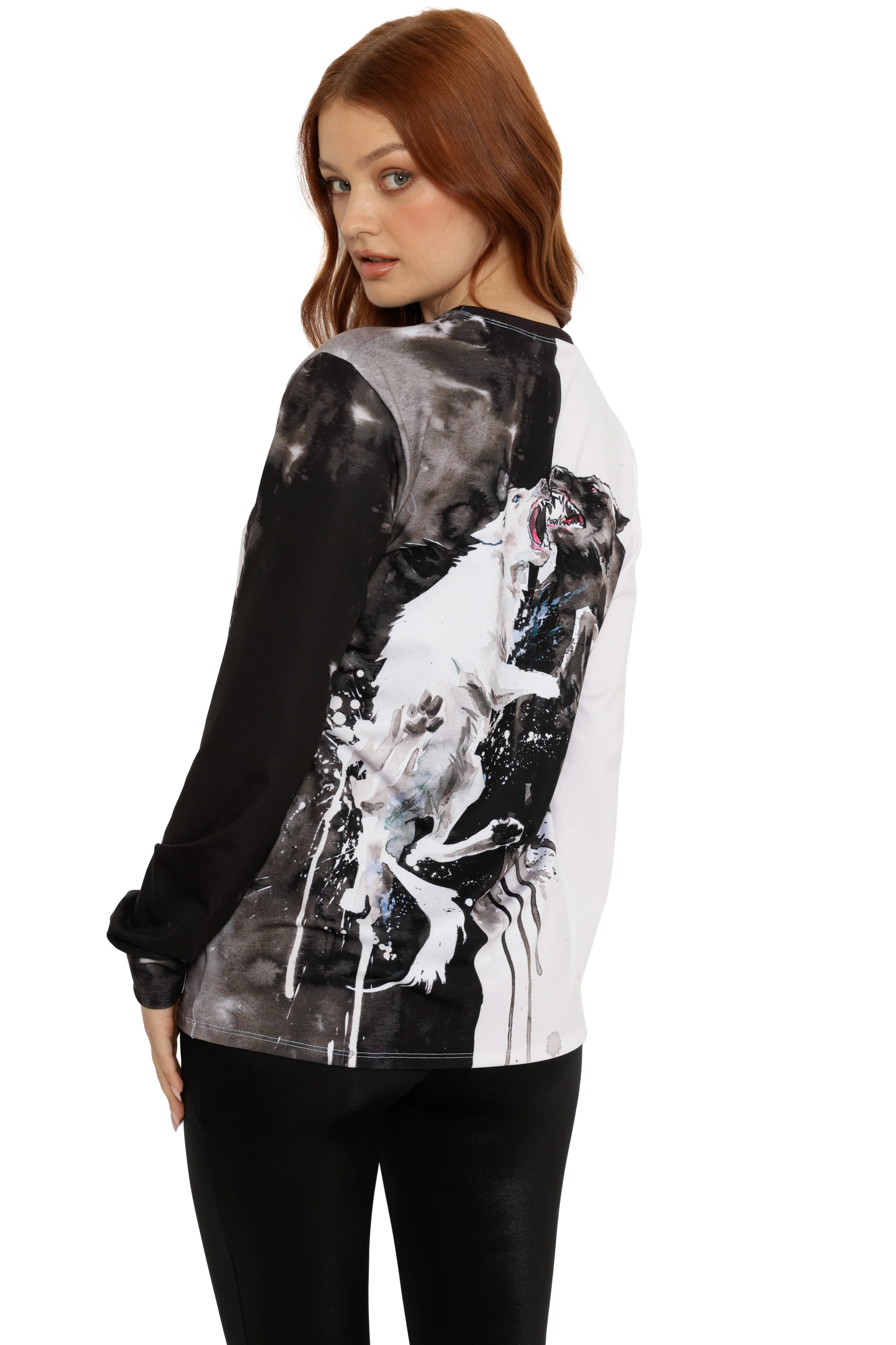 Two Wolves Long Sleeve Boyfriend Tee - Image 2