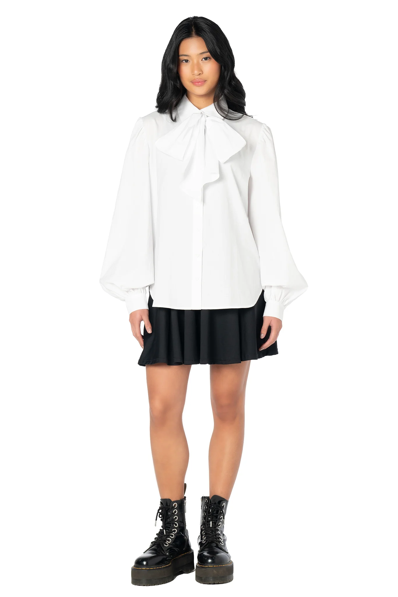 White Buttoned and Bowed Shirt - Image 5