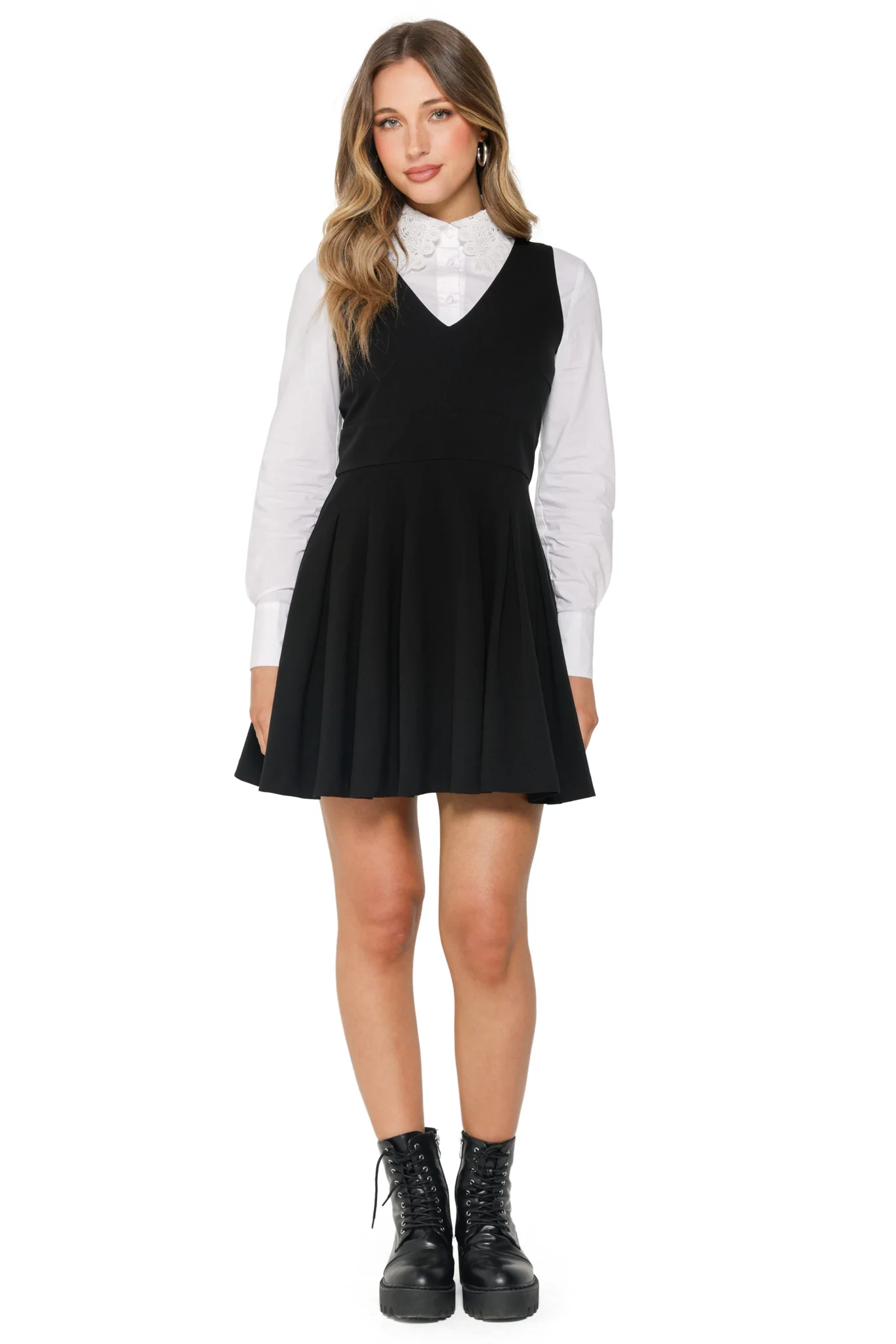 White Lace Collared Shirt - Image 3