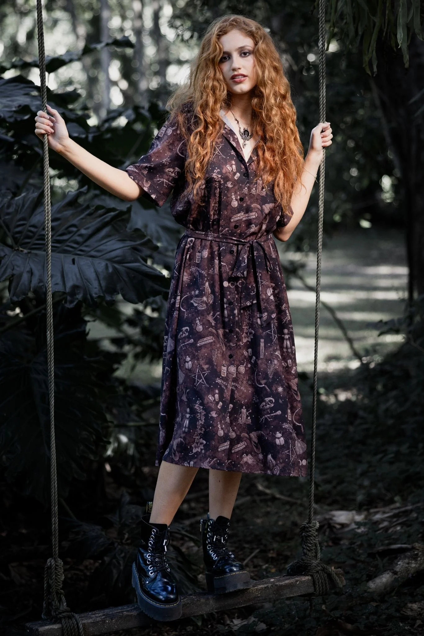 Witches Brew Midi Button Through Shirt Dress - Image 3